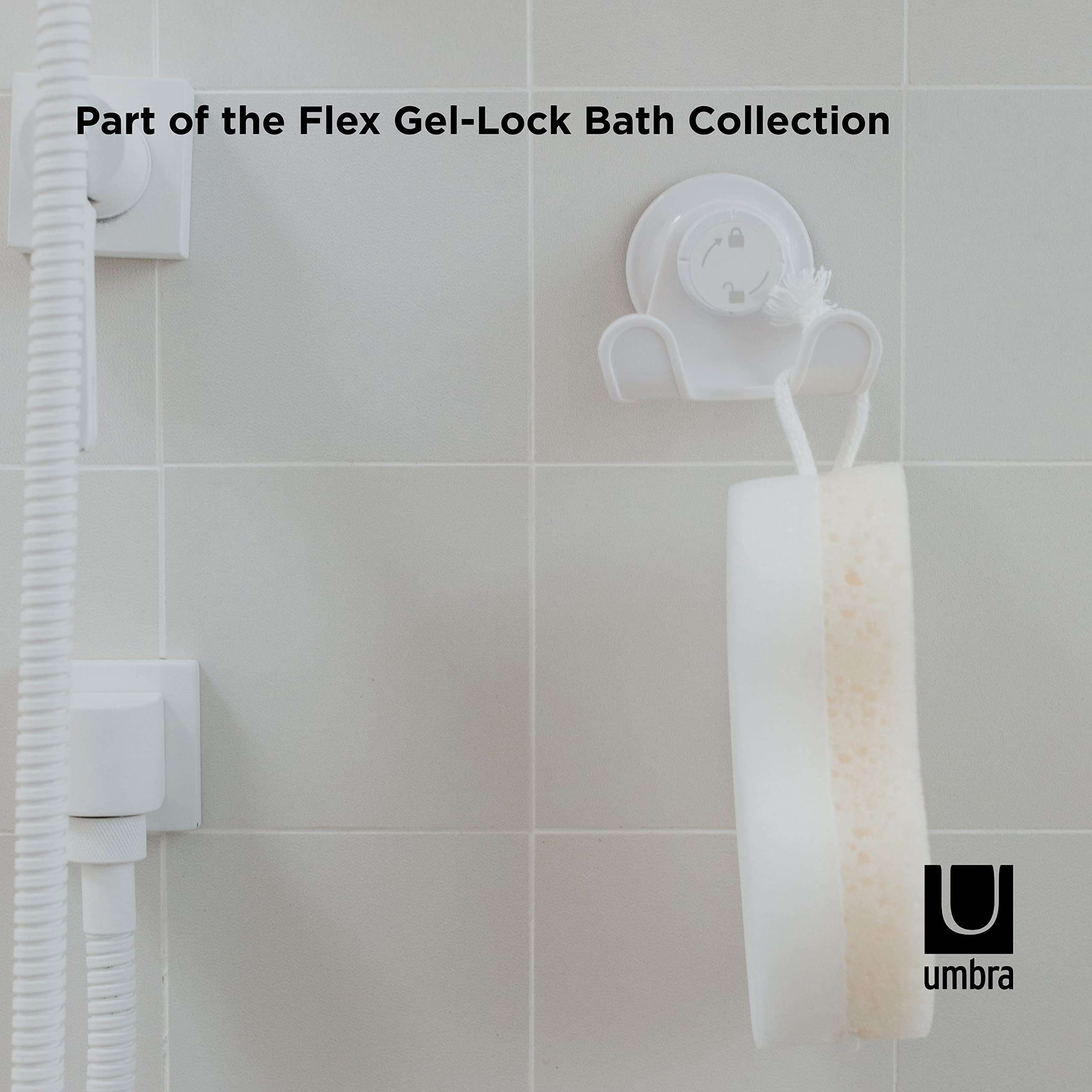 Umbra Flex Shower Storage Accessories with Patented Gel-Lock Technology Suction Cup  5.8170000000000002 x 7.7469999999999999 x 6.1470000000000002 cm  White