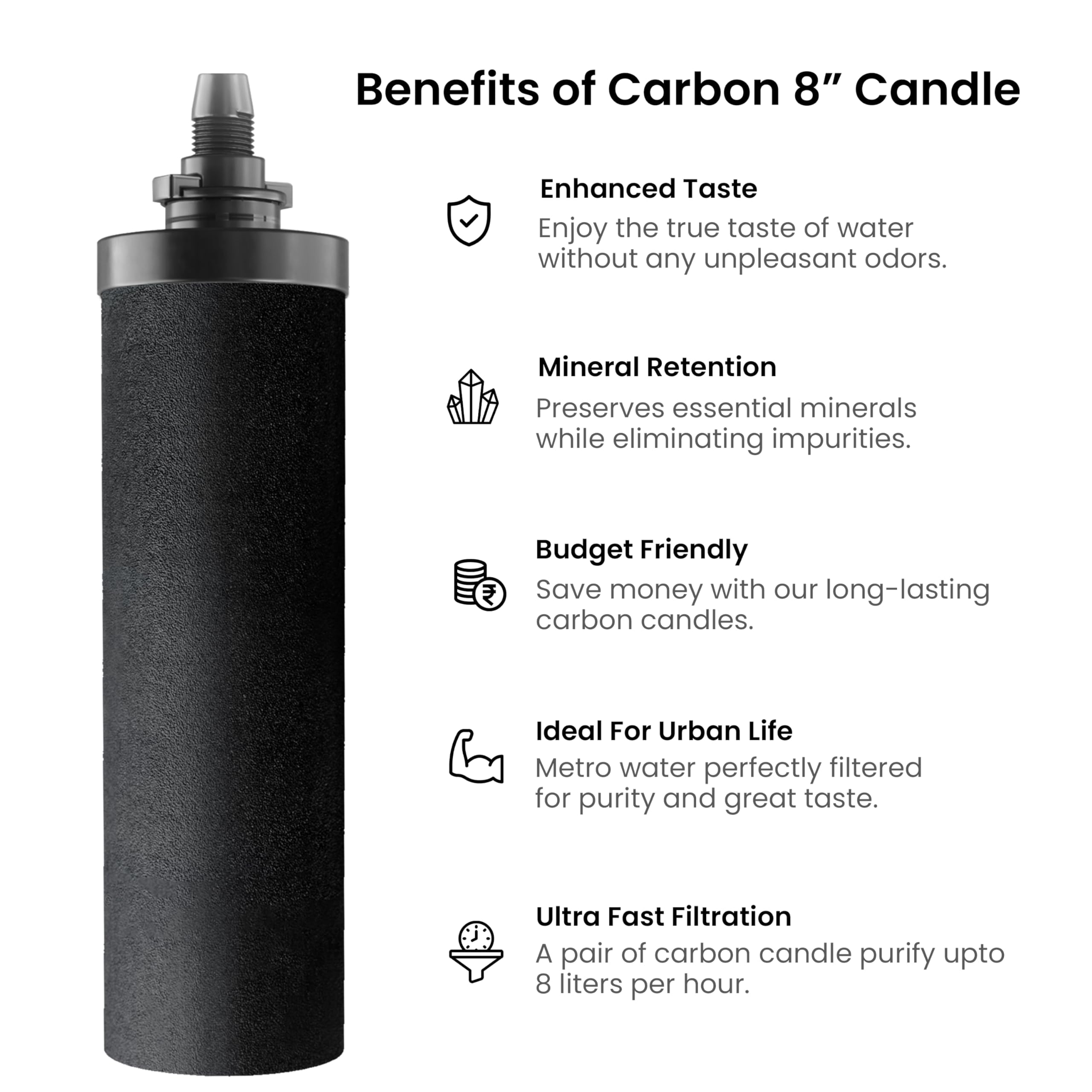Rama Carbon Ultra-Fast Filtration Water Filter & Purifier Candle Pack of 6