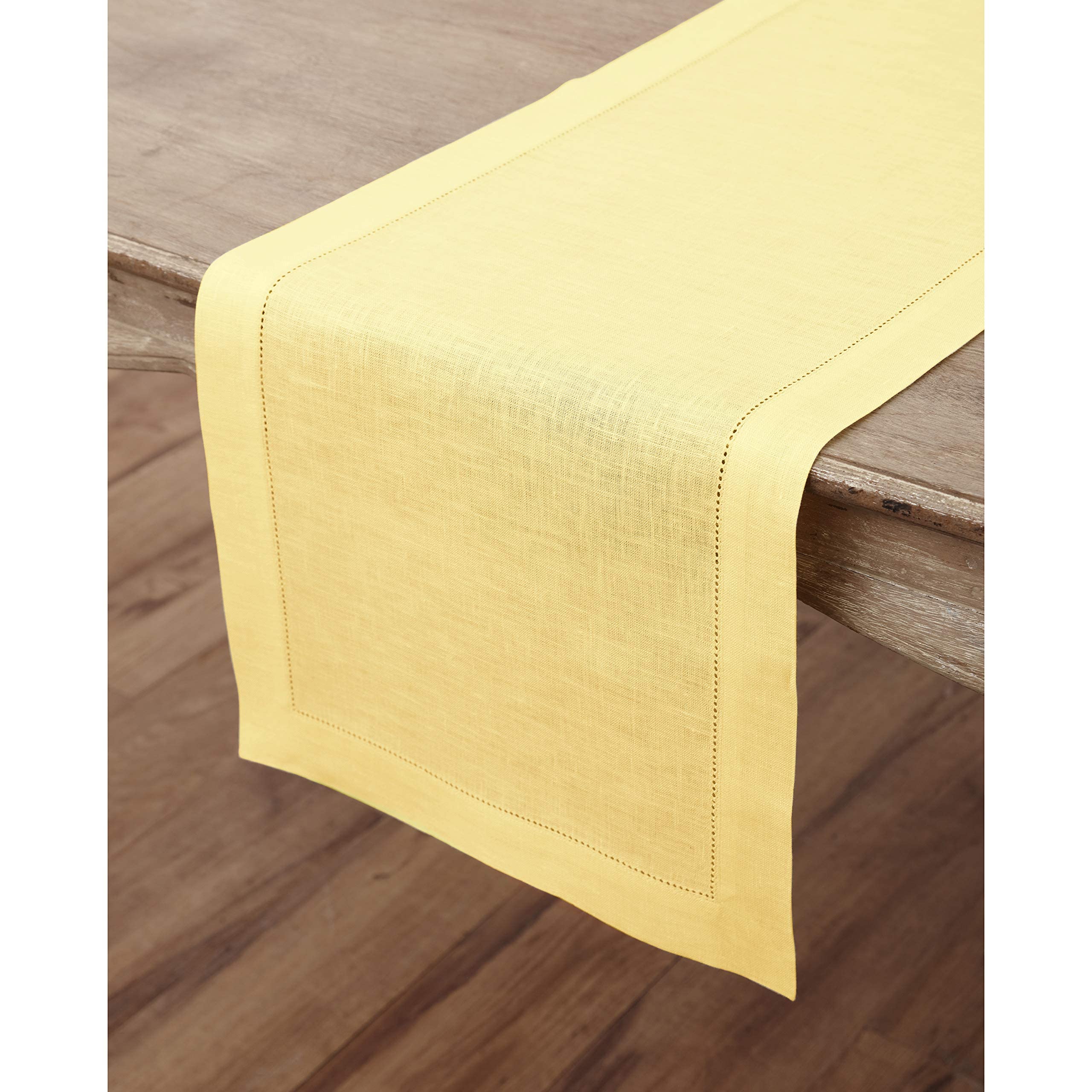 Solino Home Linen Yellow Table Runner 132 Inches Long - 100% Pure Linen Classic Hemstitch Dining Table Runner 14 X 132 Inch Idea