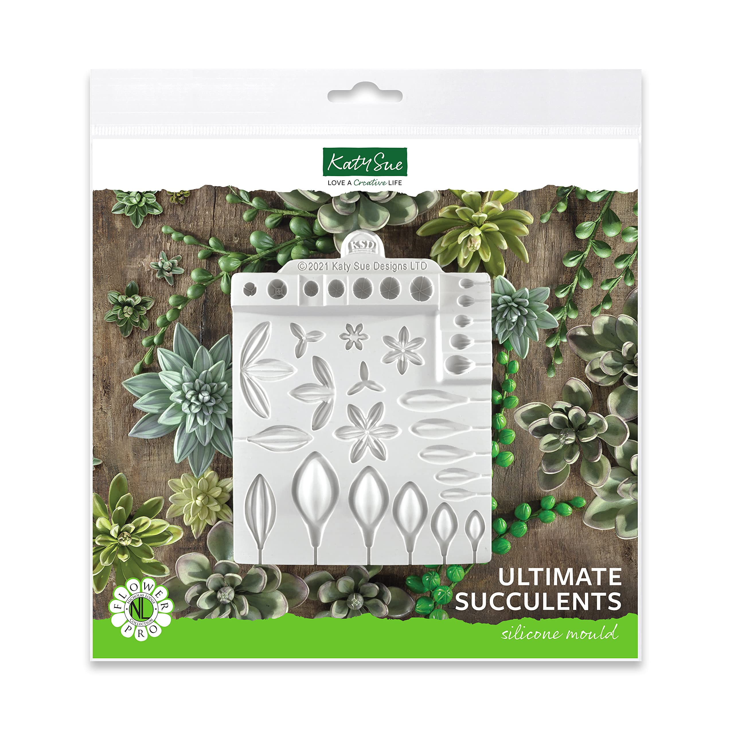 Flower Pro Ultimate Succulents Silicone Mold For Cake Decorating & Crafts By Katy Sue. Makes Fondant, Sugar Paste, & Clay Succul