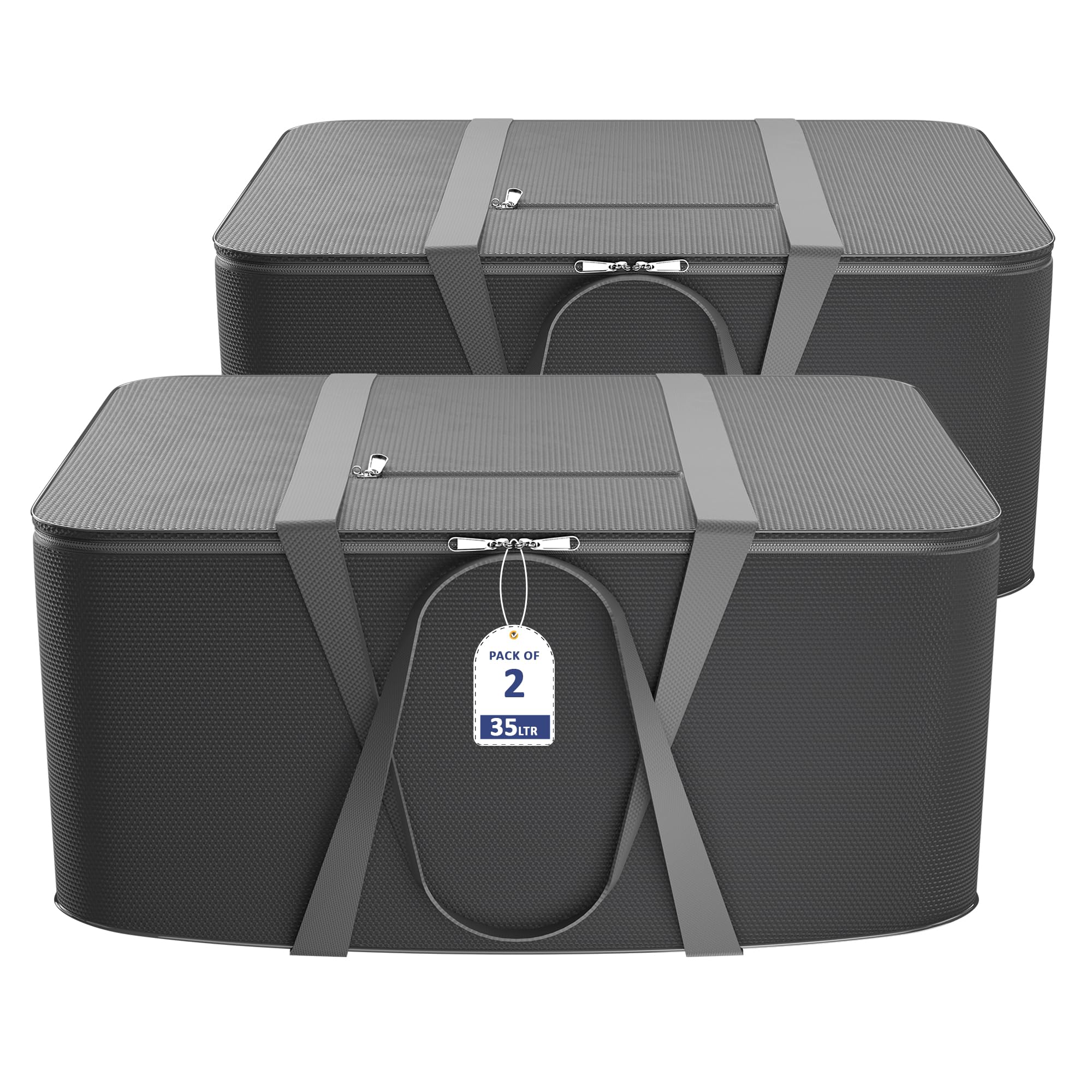 Kuber Industries Pack Of 2 Nylon 35L Small Underbed Storage Box | Blanket Storage Bags/Cover Double Bed Storage Containers | Dus