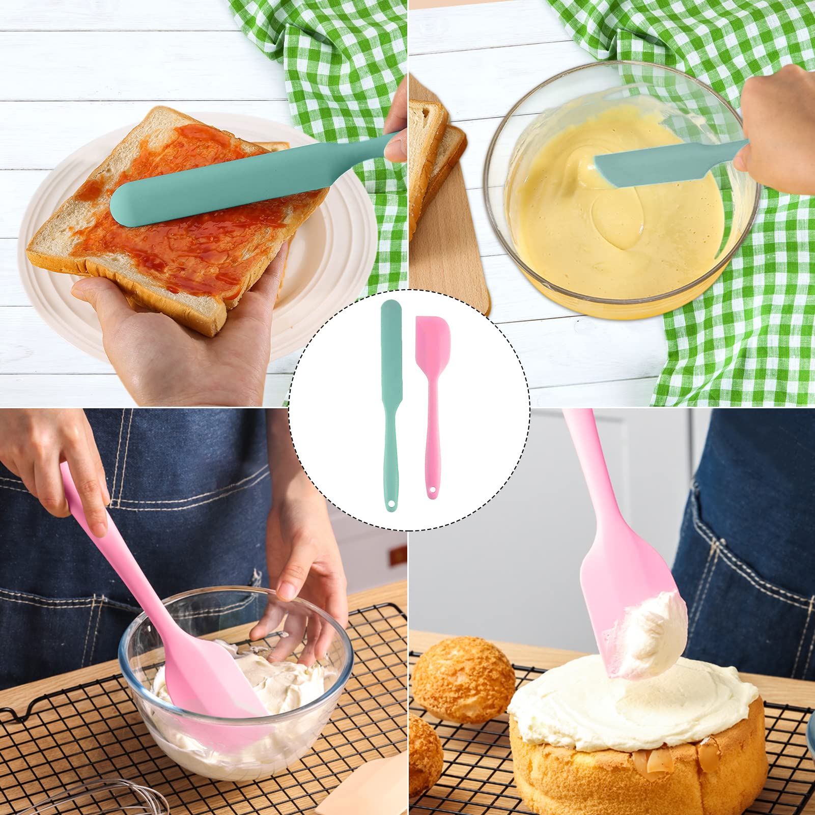Kitchen Gims Mini Silicone Spatula Set 6 Pcs Food Grade Small Jar Spatula With Long Handle Makeup Spatula Tool Heat Resistant Ki