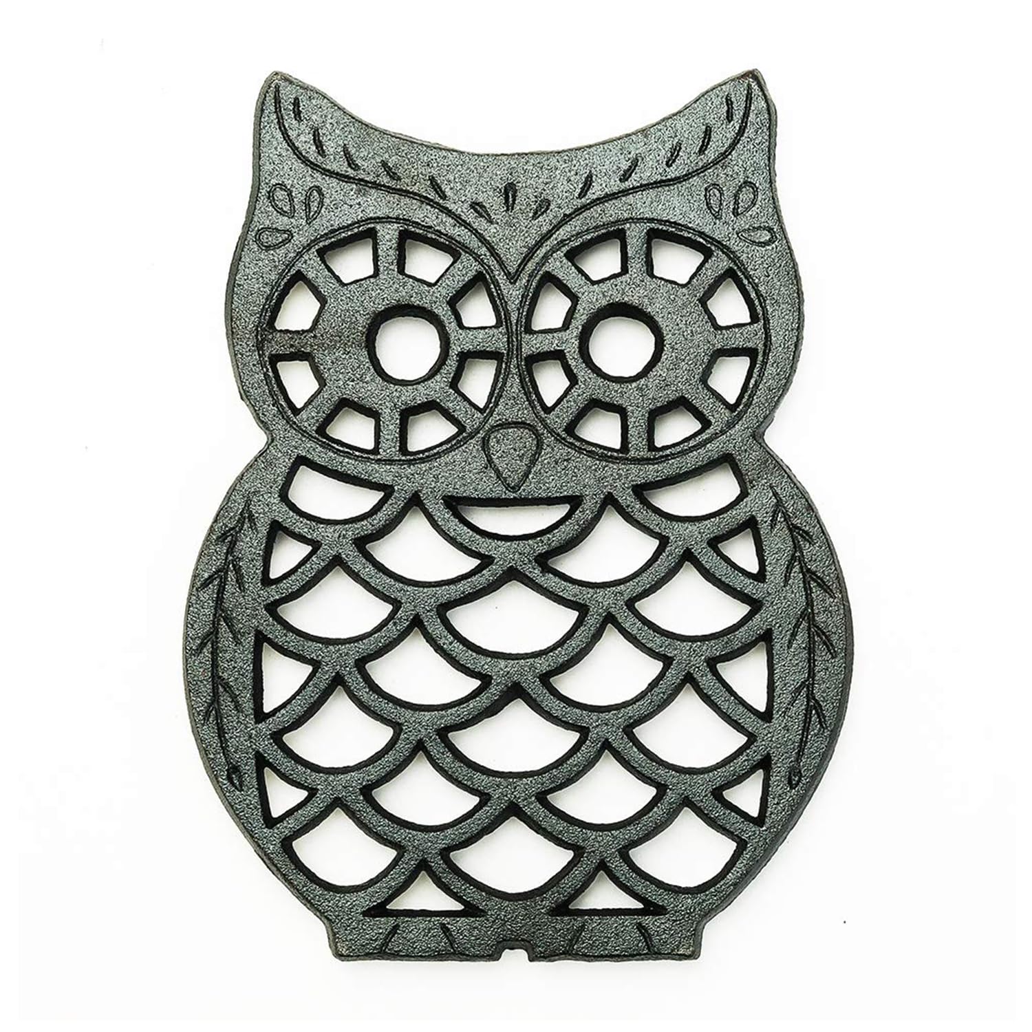 Sungmor Heavy Duty Cast Iron Trivet - Rustproof Lovely Owl Shaped Black Trivet - Decorative Large Metal Trivet Stands Holder For