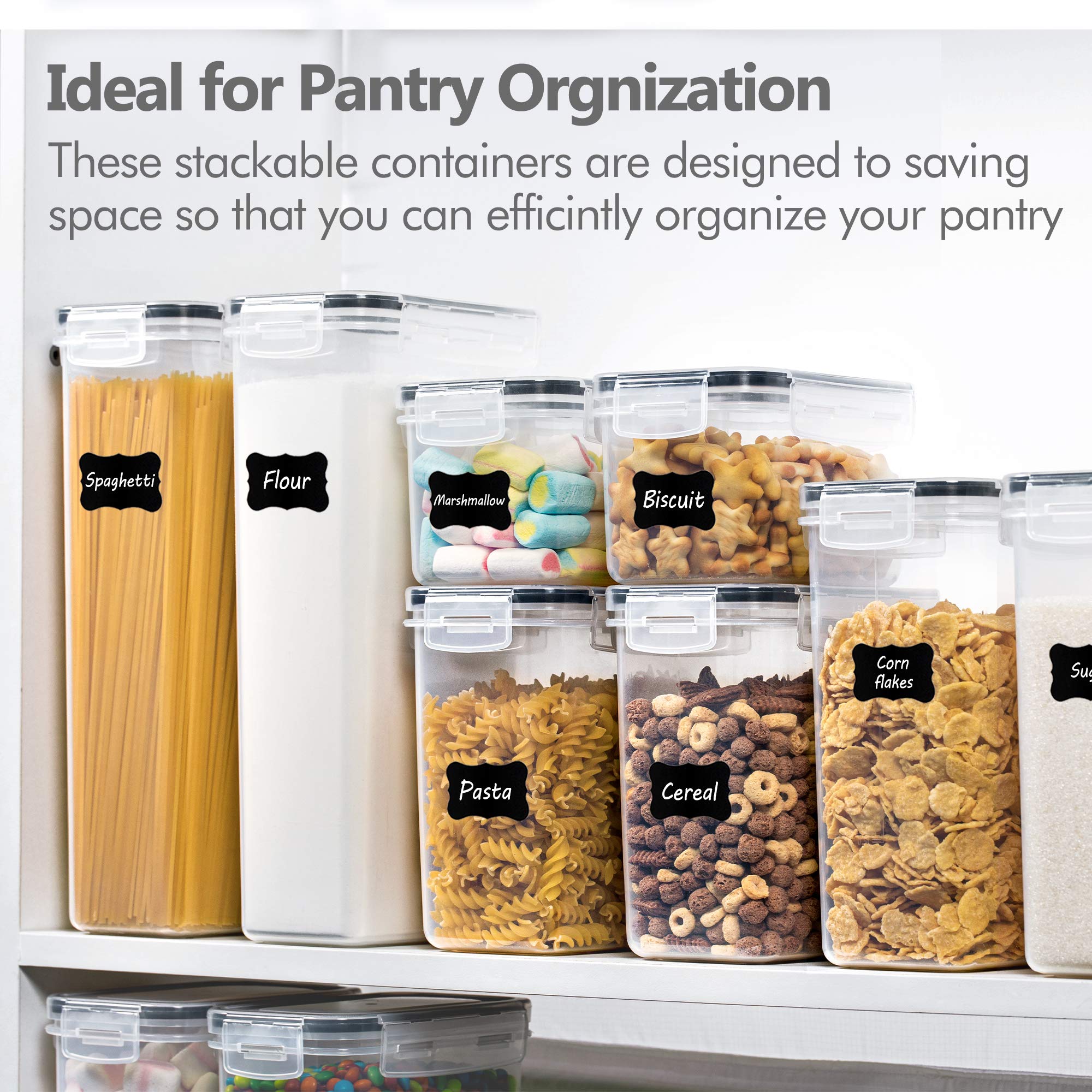 CHEFSTORY Airtight Food Storage Containers with Lids  8 PCS Plastic Storage Containers for Kitchen & Pantry Organization and Storage Dry Food Canisters for Flour  Sugar and Cereal
