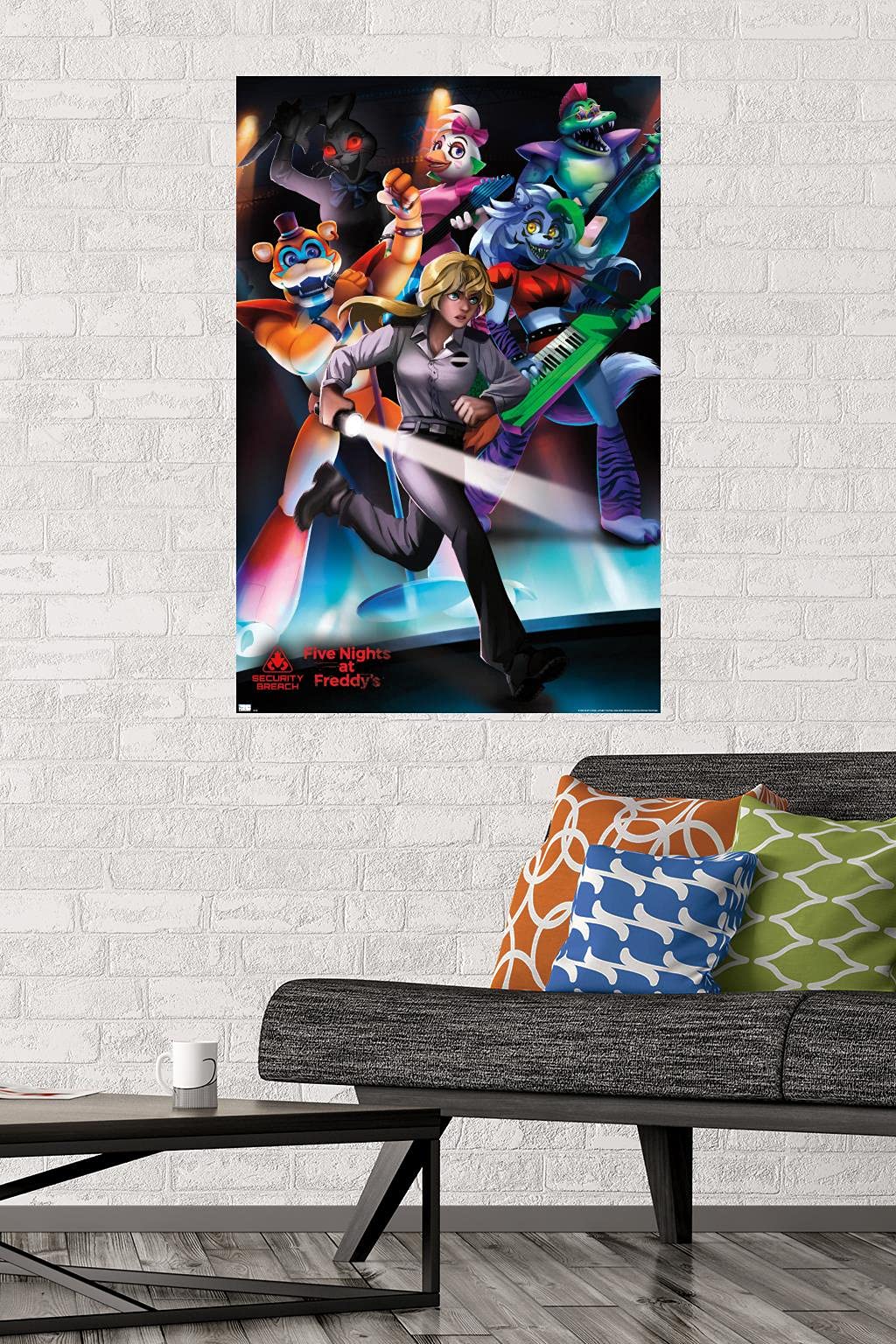 Trends International Five Nights At Freddy'S: Security Breach - Group Wall Poster, 22.375'' X 34'', Poster & Mount Bundle