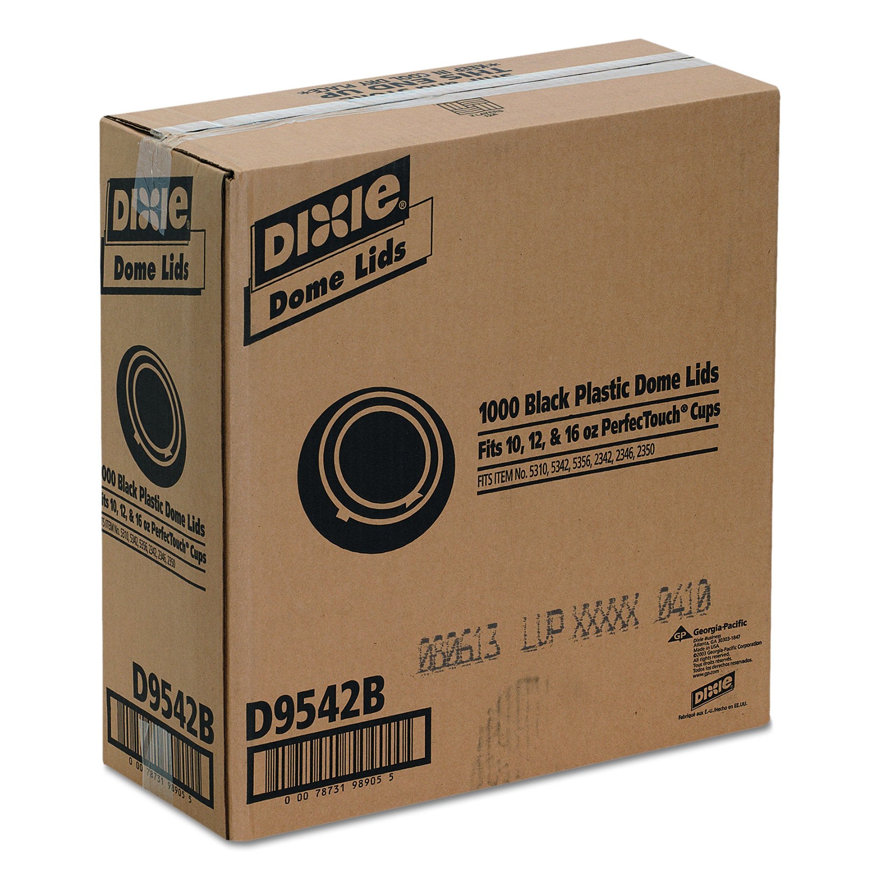 Georgia Pacific Dixie 10-16 oz. Dome Hot Coffee Cup Lids by GP PRO (Georgia-Pacific)  Black  D9542B  1 000 Count (100 Lids Per Sleeve  10 Sleeves Per Case)  Large