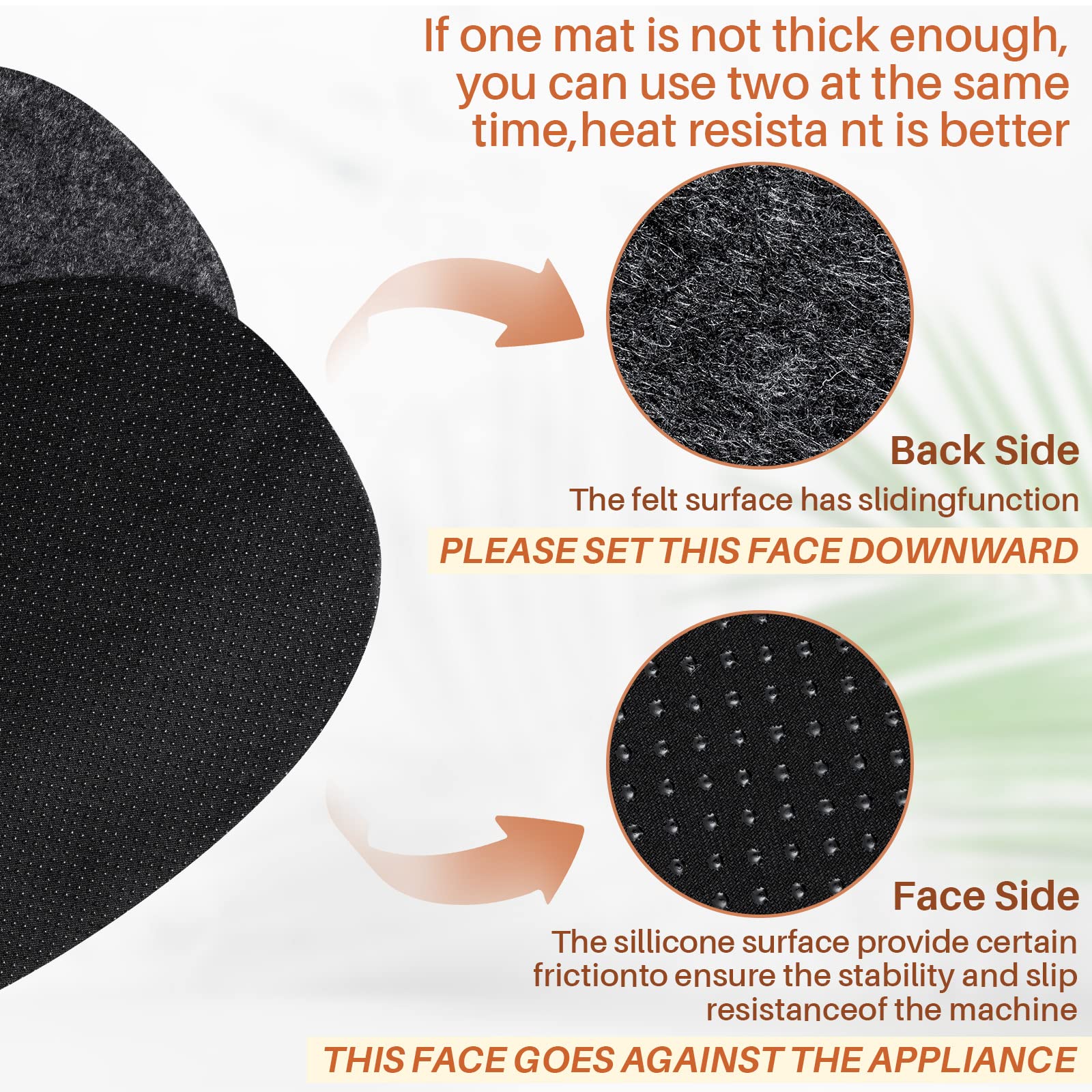 Tanlade 2 Pcs Oval Slow Cooker Heat Resistant Mat for 6-8 Quart Non Skid Countertop Heat Protector Mat Kitchen Appliance Mats for Air Fryer Kitchen Supplies  11.75 x 17.75 x 0.18 Inches