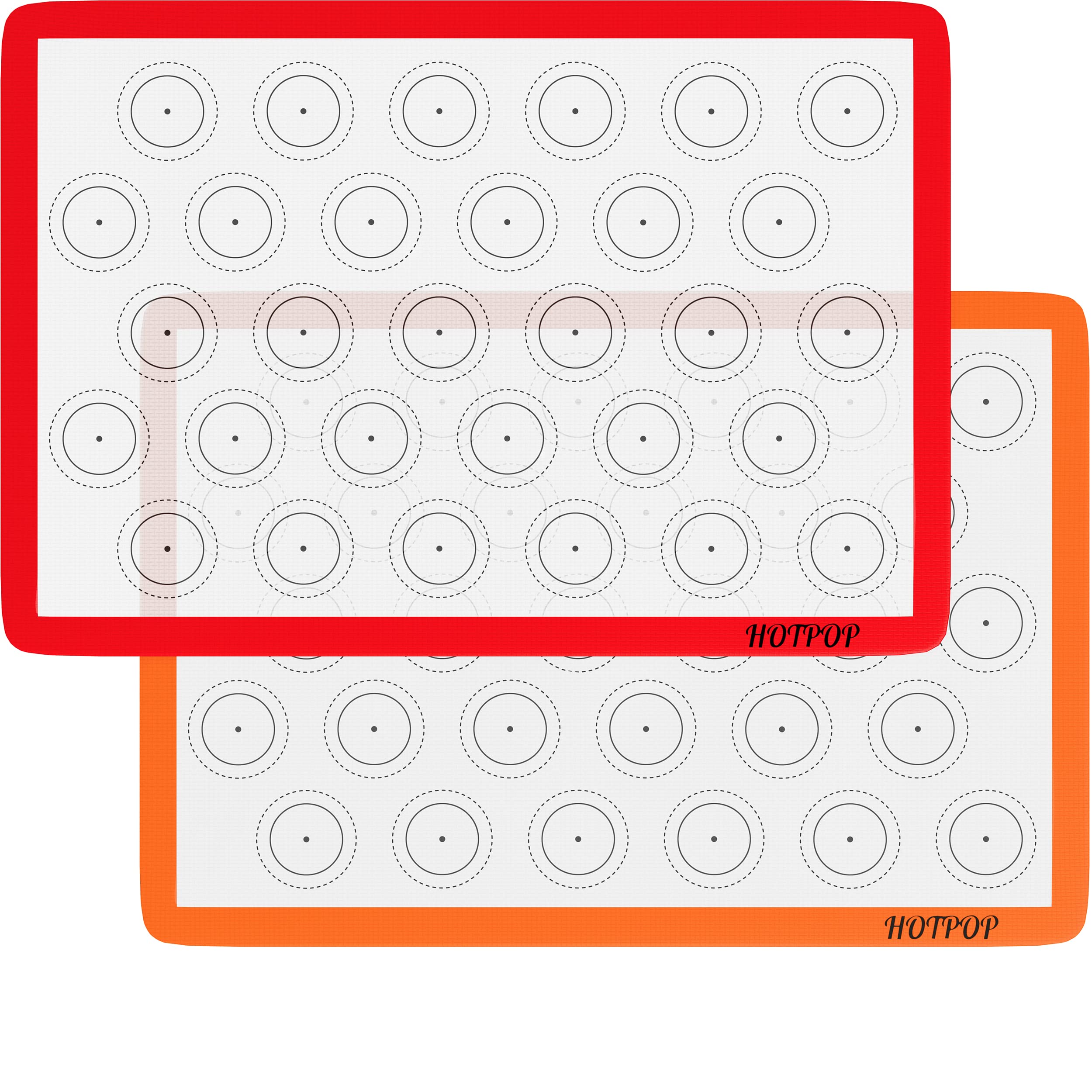HOTPOP 2-Pack Silicone Baking Sheet Set - No-Stick Cookie Sheets for Baking with Outlined Silicone Mats for Macarons, Pastries, 