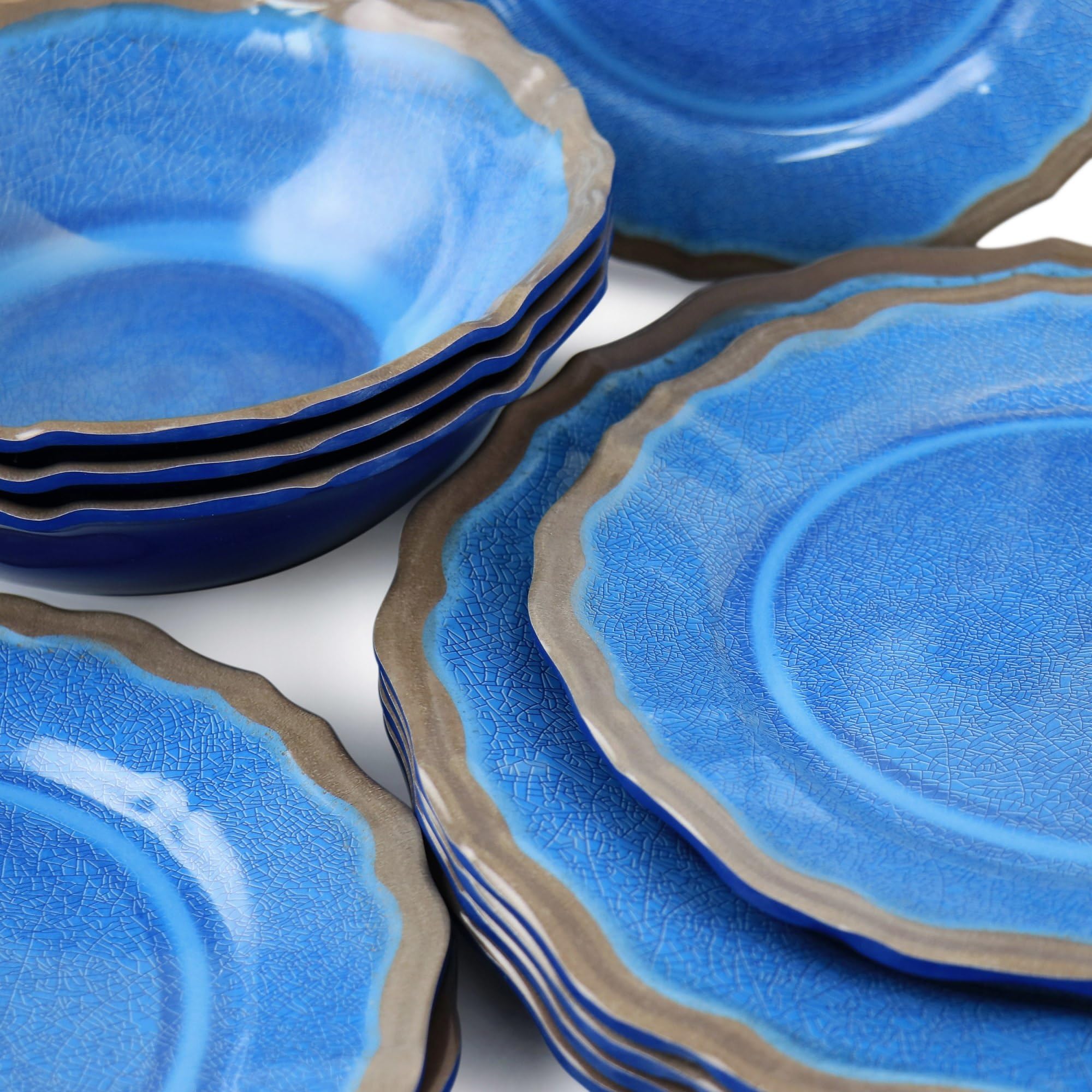 Elama Roma12 Piece Melamine Dinnerware Set, Blue