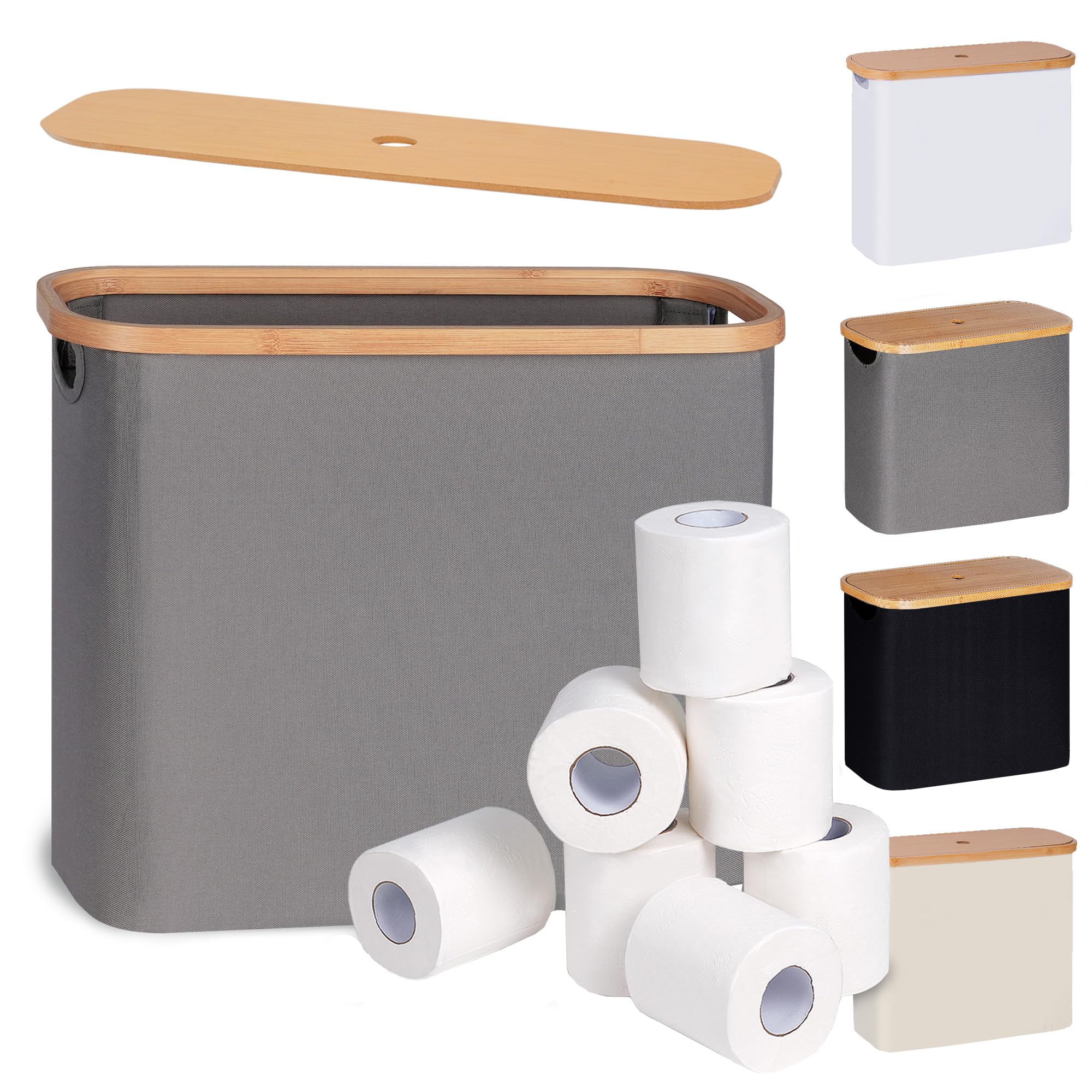 Efluky Toilet Paper Storage, Toilet Paper Basket With Lid, Toilet Paper Organizer For Bathroom, Free Standing Toilet Paper Holde