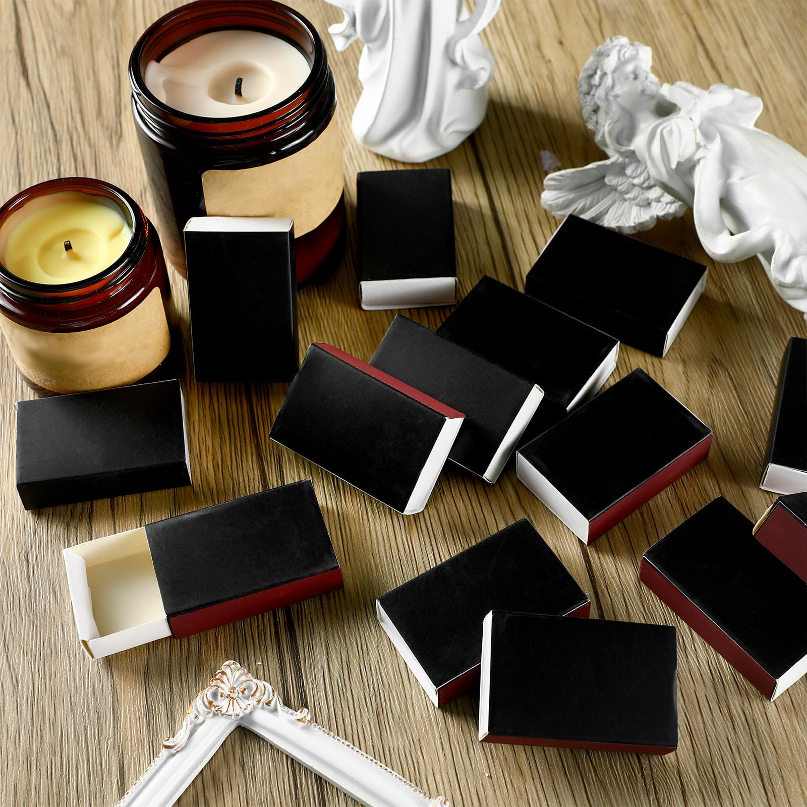 Threlaco 60 Pcs Blank Matches Containers DIY Storage Boxes for Guests Wedding Bridal Shower Baby Shower Halloween Party Favor (N