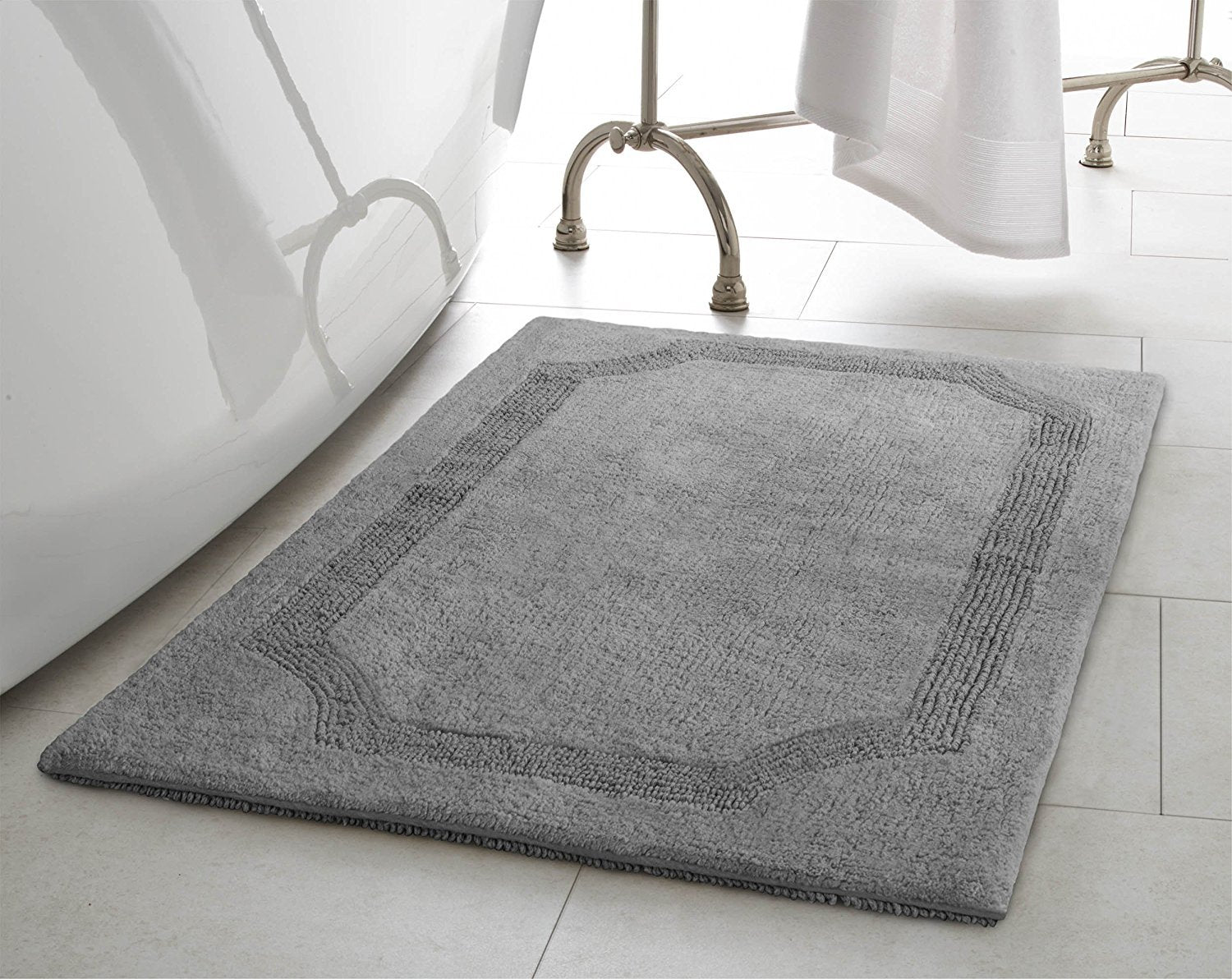 Laura Ashley Reversible Cotton 21 X 34 In. Bath Mat, Charcoal
