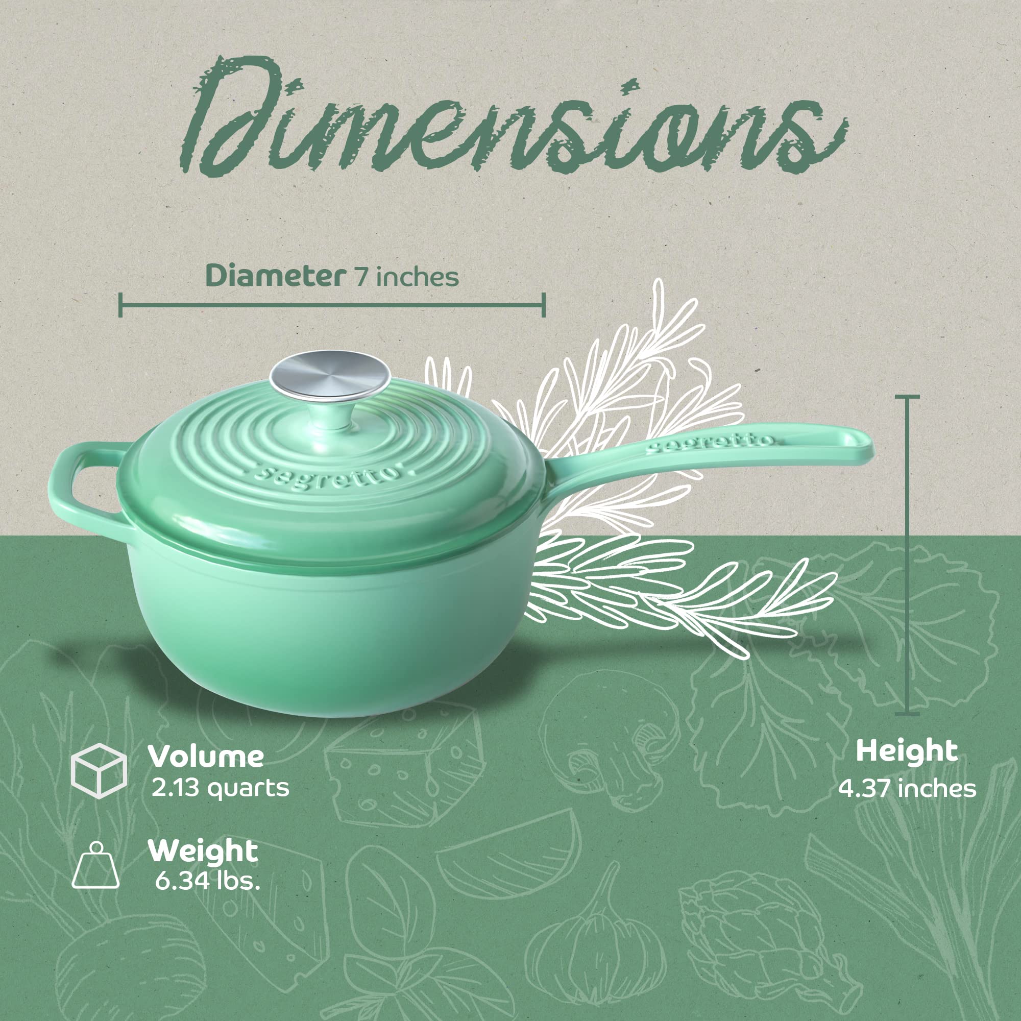 Small Sauce Pan With Lid, 2.13 Qt Verde Chiaro (Light Green) Sauce Pot, Small Pot With Stay Cool Helper Handle And Tight-Fitting