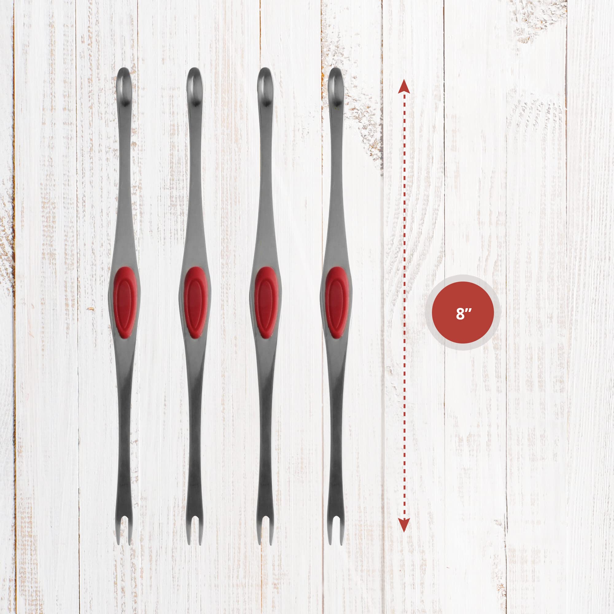 Maine Man Seafood Picks, 18/8 Stainless Steel And Silicone, Set Of 4