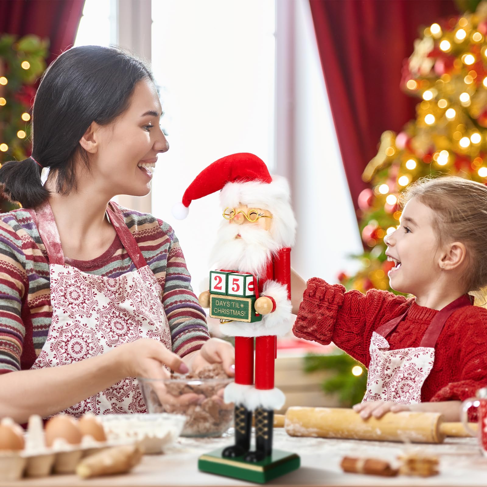 Karenhi Christmas Wooden Nutcracker 15 Inch Traditional Nutcracker Festive Christmas Decor for Xmas Party Shelves and Tables(Chr