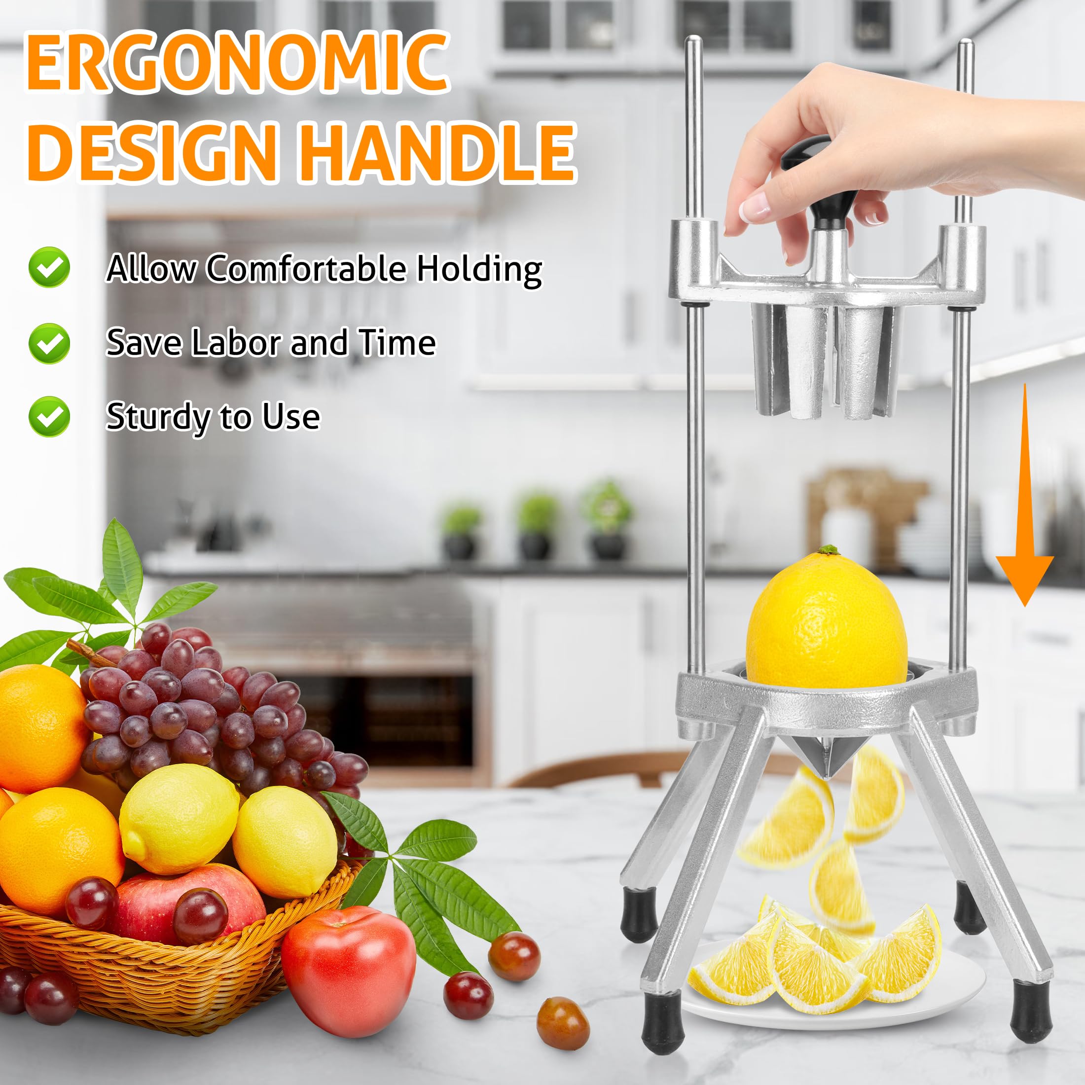 Wichemi Commercial Easy Wedger 8 Section Lemon Slicer Lemon Cutter Commercial Fruit Cutter Slicer Lime Cutter Orange Slicer Comm