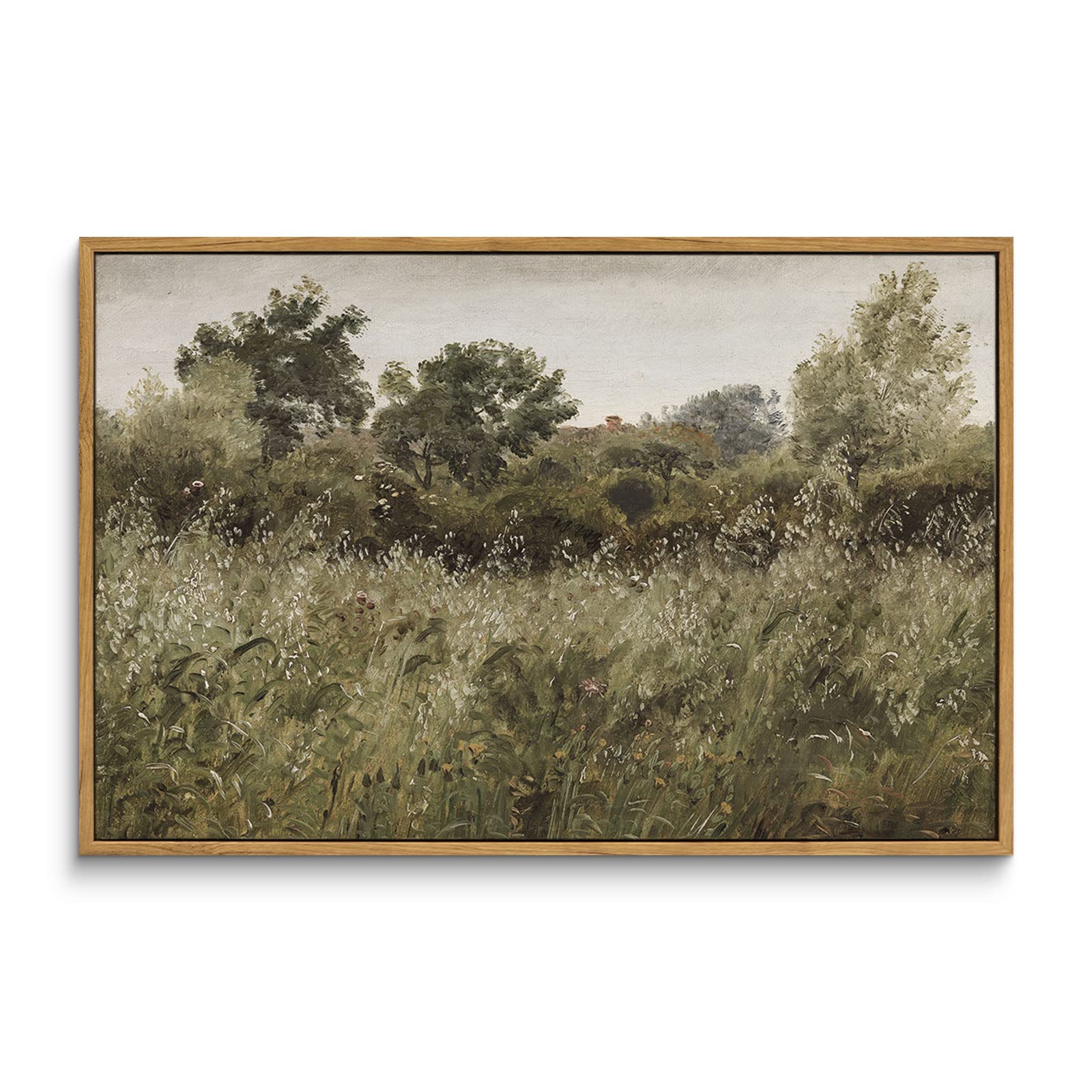 Insimsea Framed Canvas Wall Art Room Decor, Wilderness Field Paintings Large Canvas Wall Art Prints, Nature Scenery Kitchen Bath