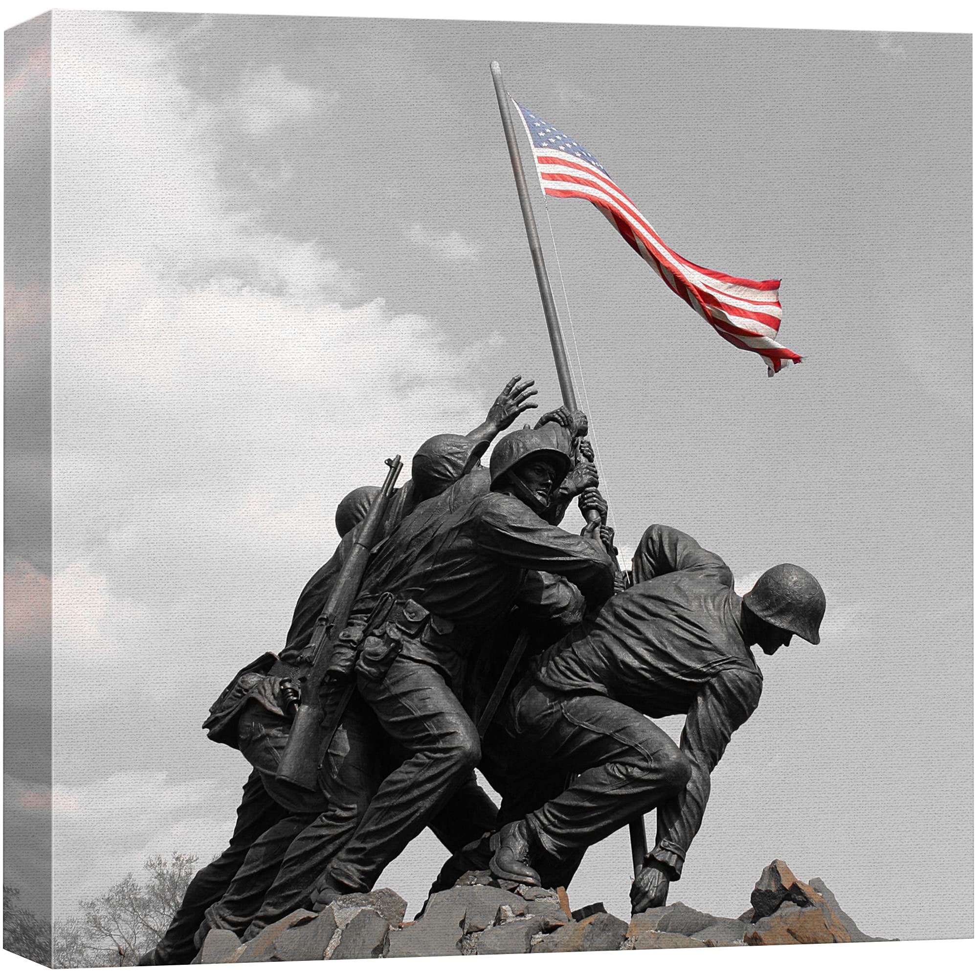 Wall26 Canvas Print Wall Art Raising The American Flag At Iwo Jima Historic Cultural Photography Pop Art Traditional Scenic Colo
