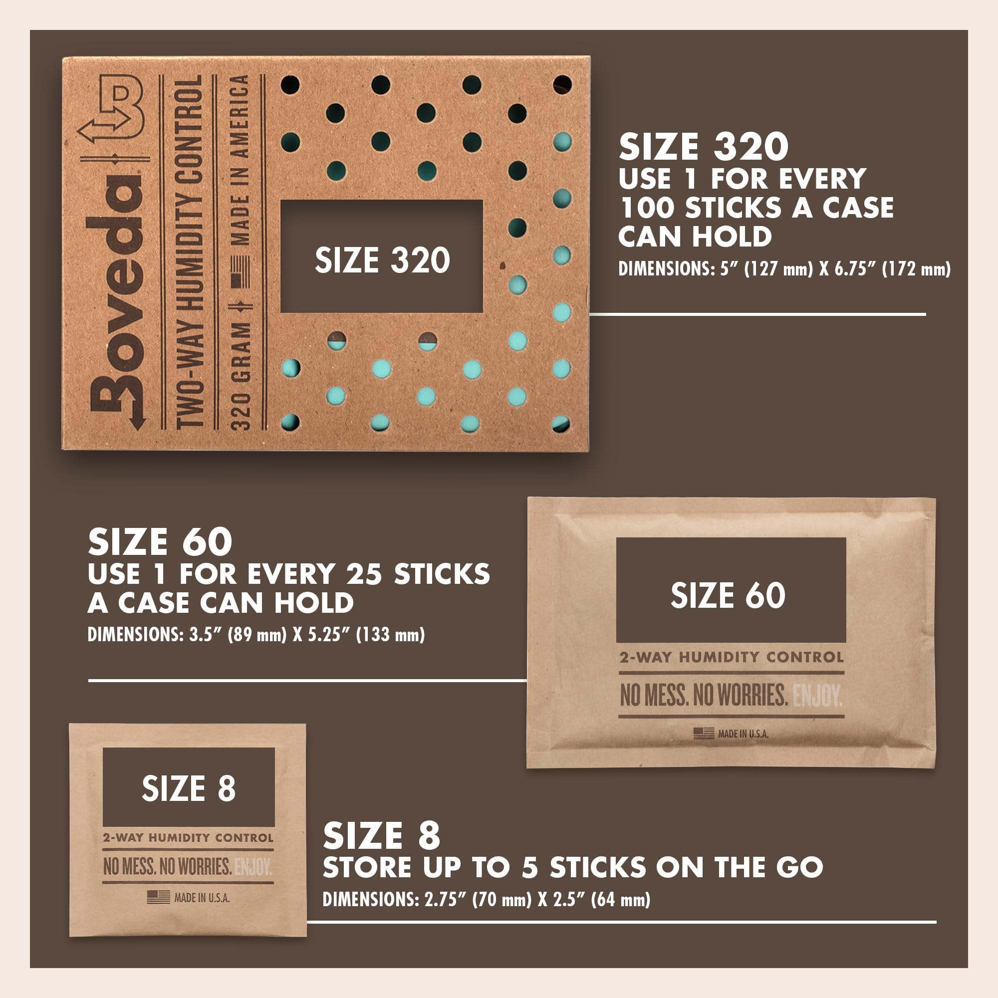 Boveda 72% Two-Way Humidity Control Packs For Wood Humidifier Boxes - Size 60 - 20 Pack - Moisture Absorbers - Humidifier Packs