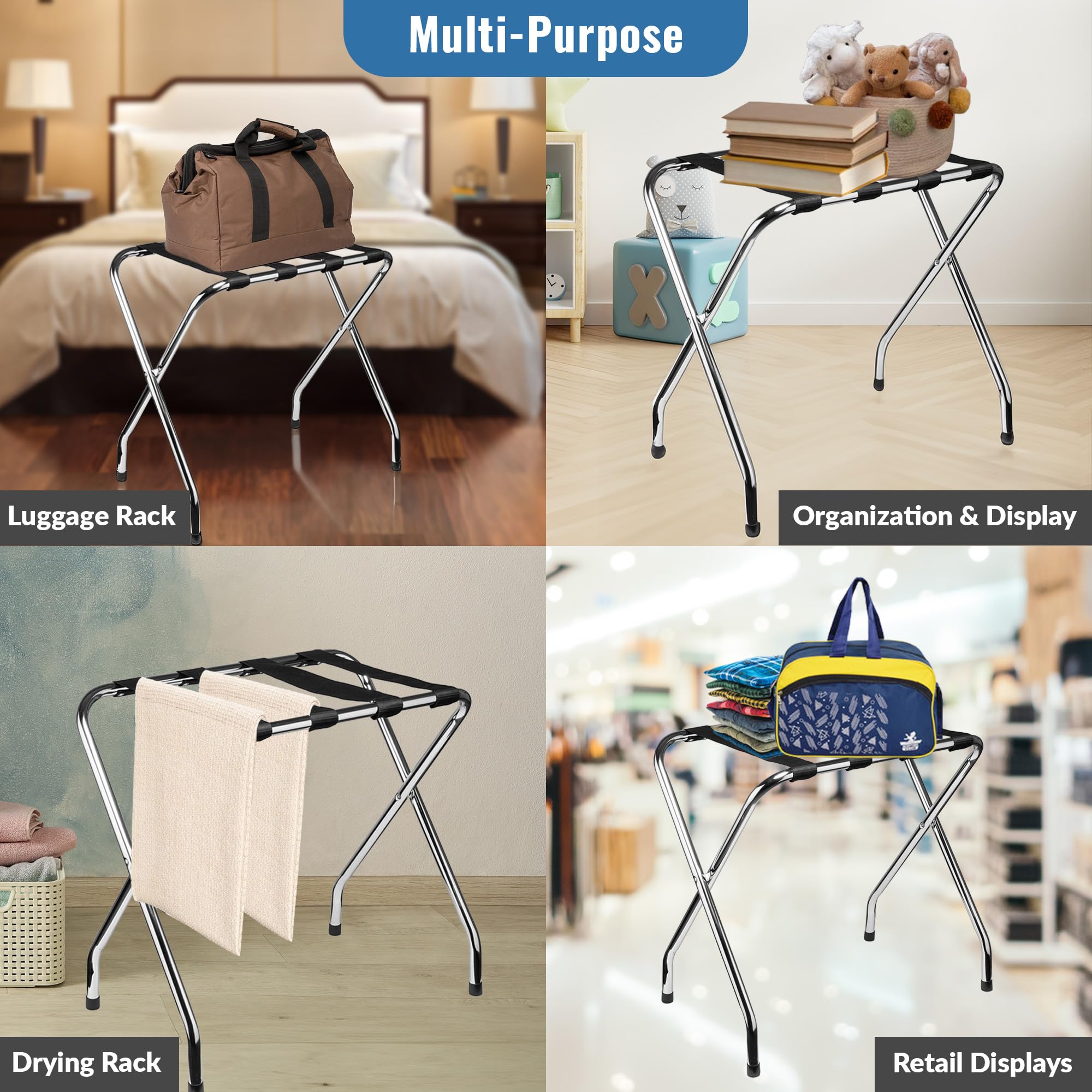 Luggage Rack, Foldable Suitcase Stand, Metal Luggage Holder For Guest Room, Foldable Storage Steel Frame | Suitcase Stand Perfec