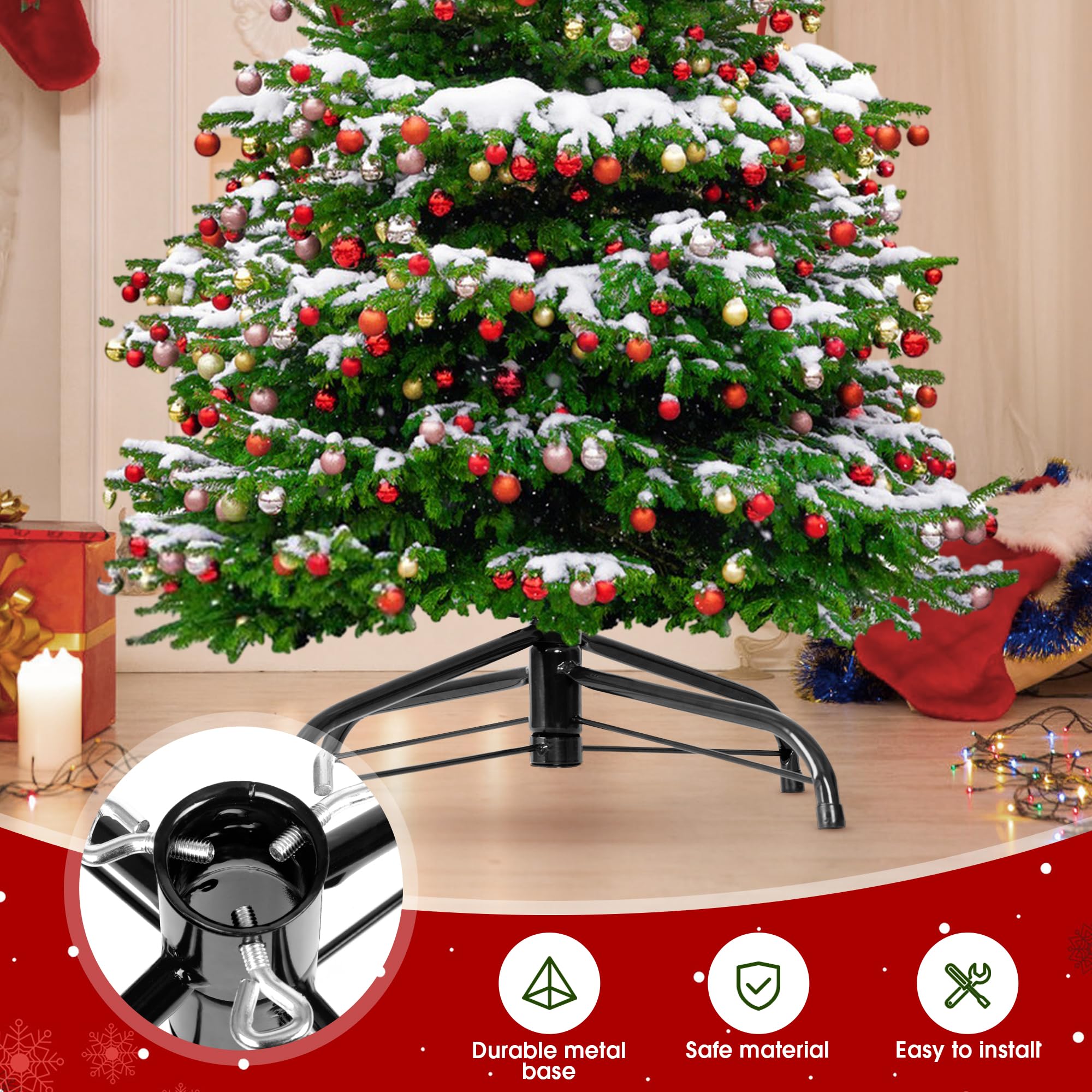 JSungo Foldable Christmas Tree Stand, 16.3 inch Metal Christmas Tree Base, Fits 3 Ft to 6 Ft Artificial Trees (0.5-1.37 inch Pol