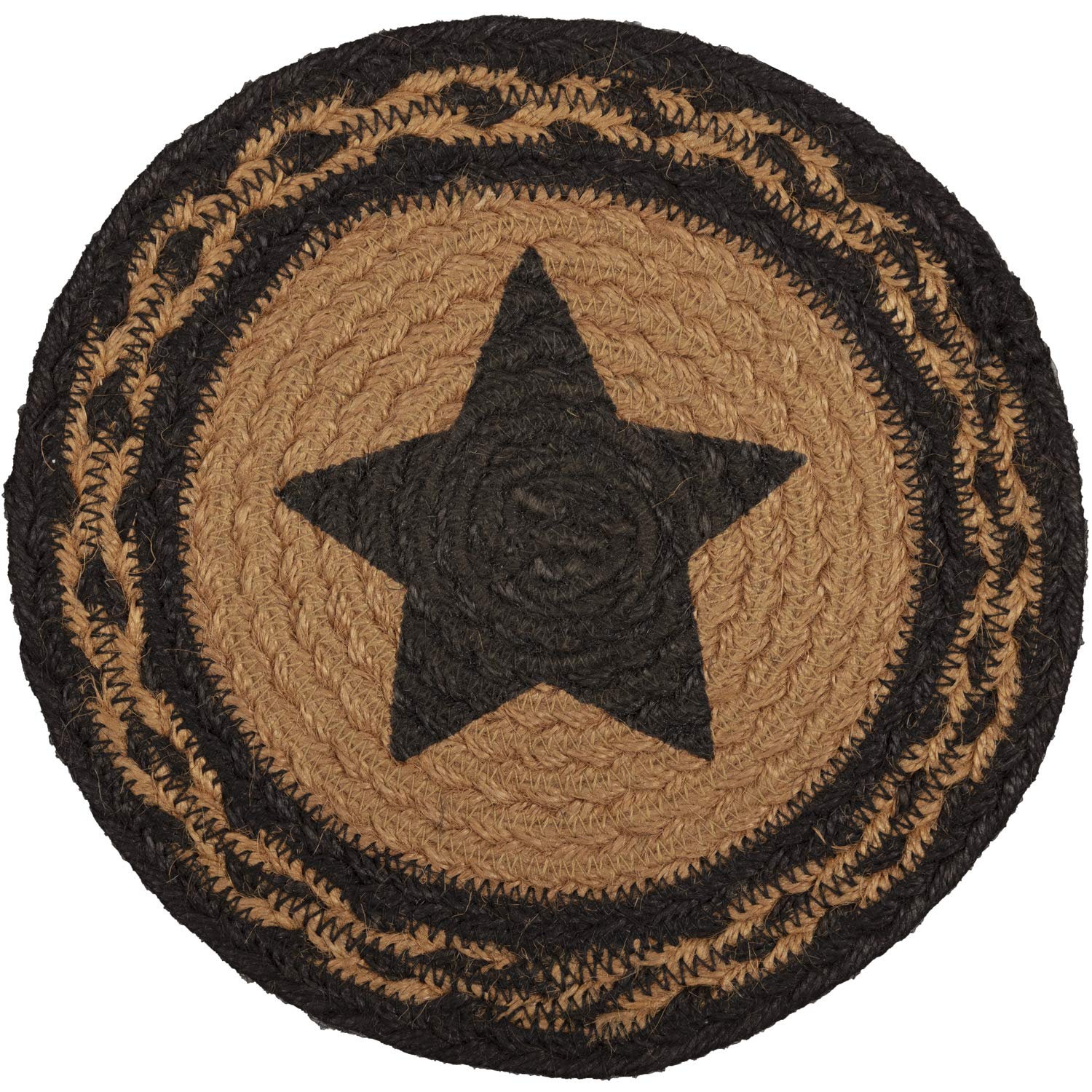 Vhc Brands Farmhouse Primitive Star Black Stenciled Textured Round Kitchen Table Jute Trivet 8
