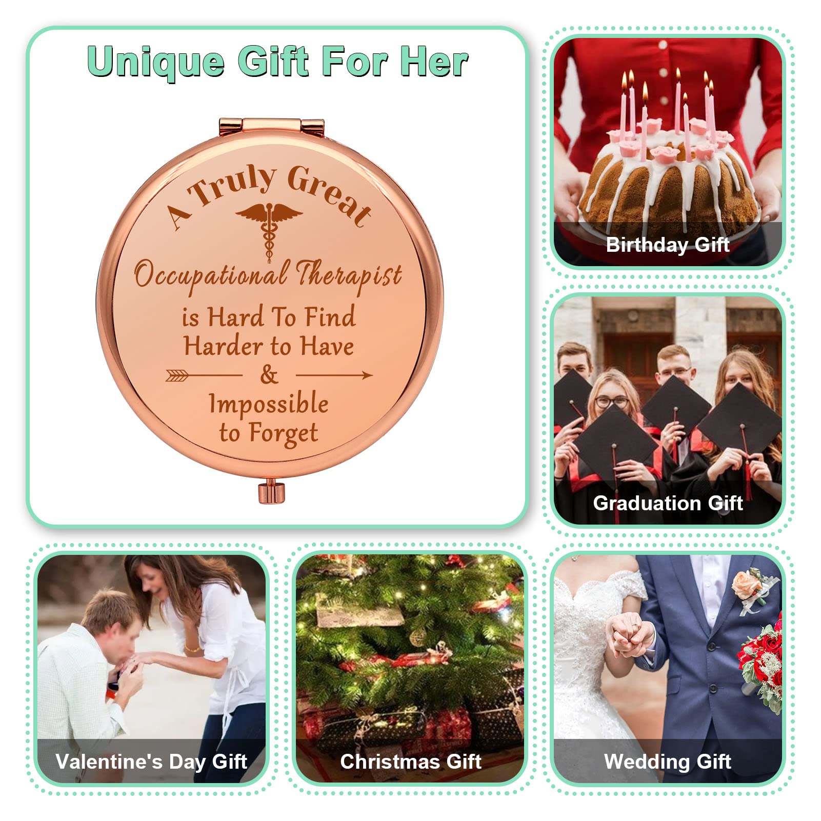 Occupational Therapist Gifts OT Gift Compact Makeup Mirror for Therapist Thank You Gift for Occupational Therapist OT Student Gifts Occupational Therapy Gifts Pocket Makeup Mirror for Women