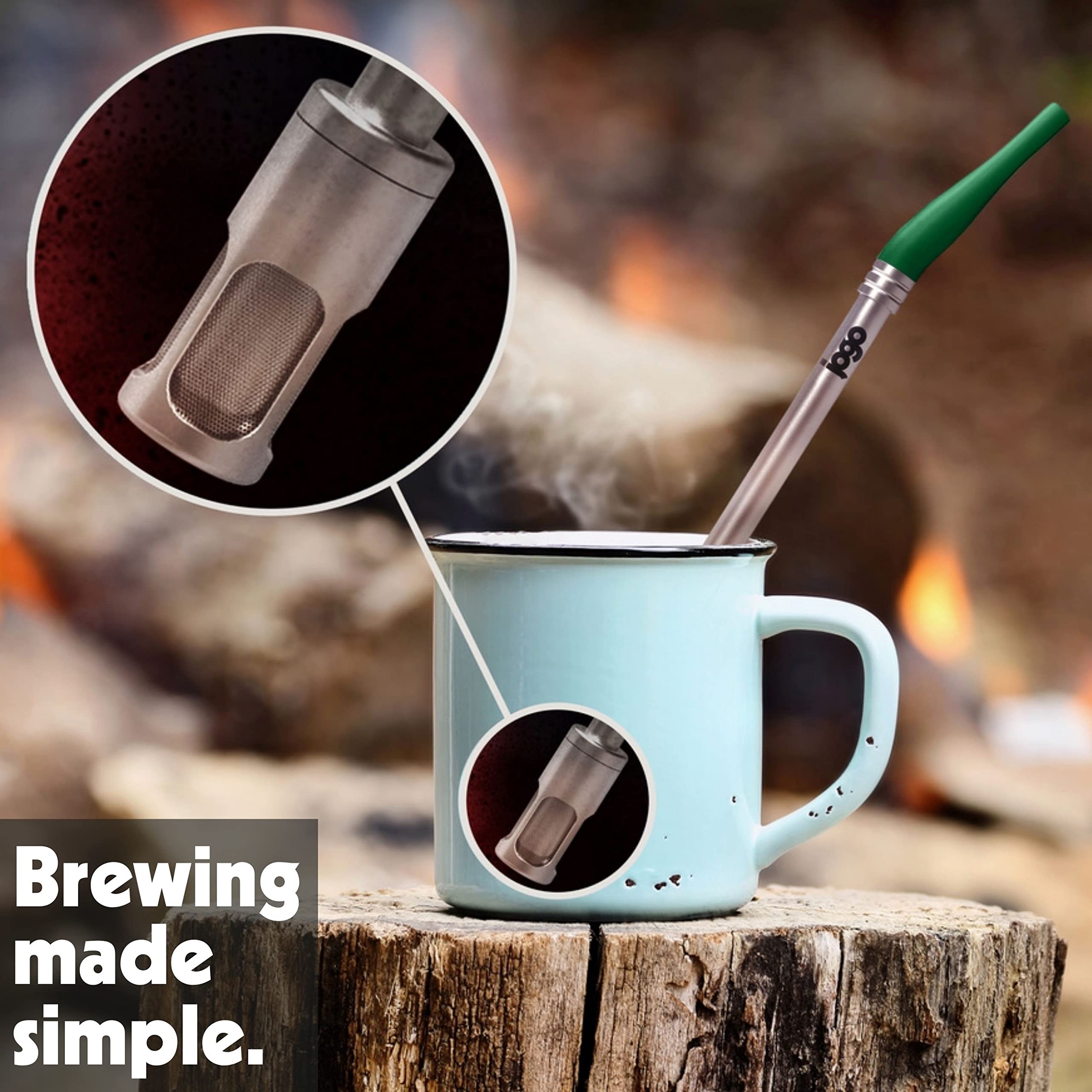 Jogo - Portable Coffee And Tea Brewing Straw - Reusable Coffee Maker Made Of Stainless Steel With Single Serve Strainer - Filter