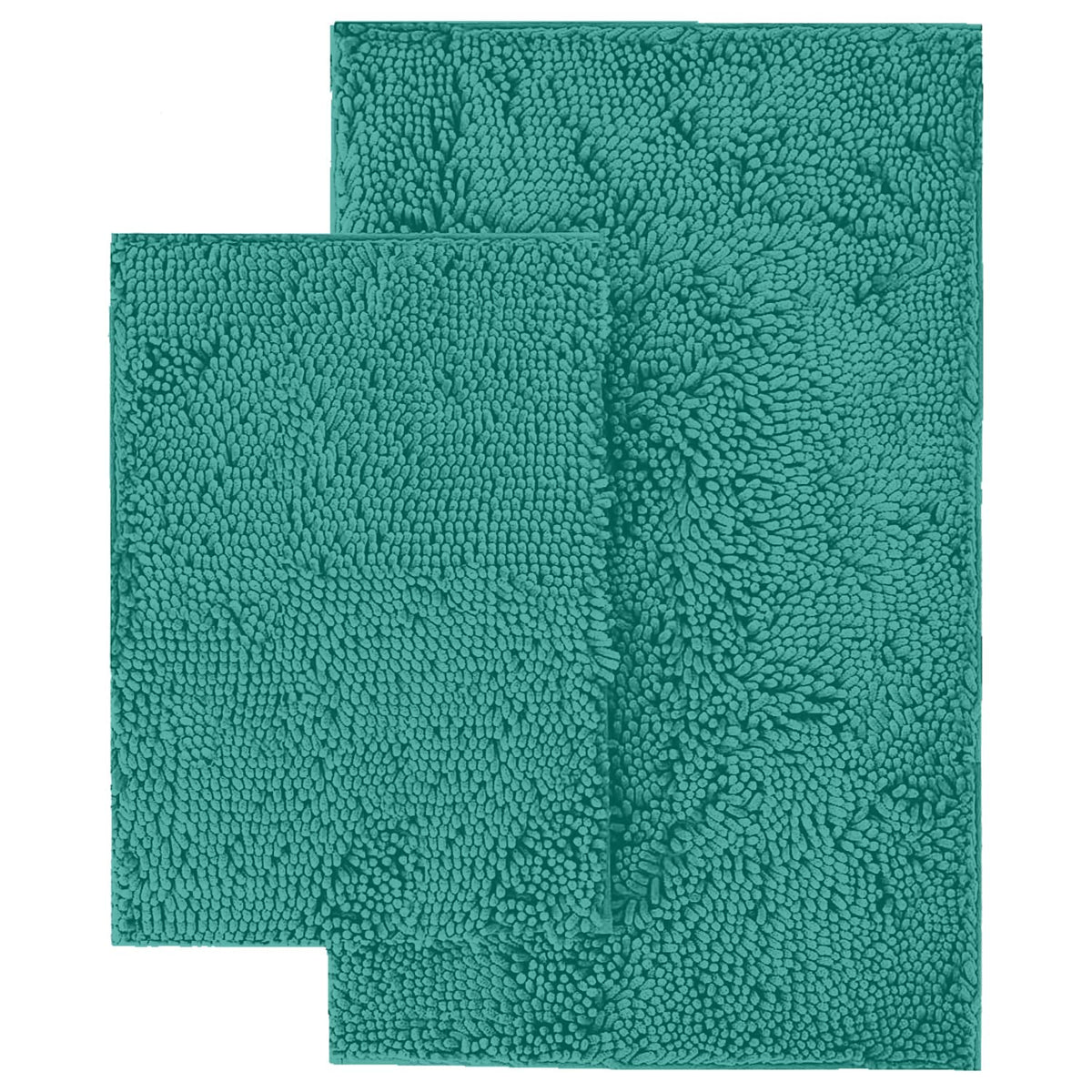Luxurux Teal Bathroom Rugs Set, Extra-Soft Plush Bath Mat Shower Bath Mat, Includes 20 X 30'' + 15 X 23'' Chenille Rugs, Super A