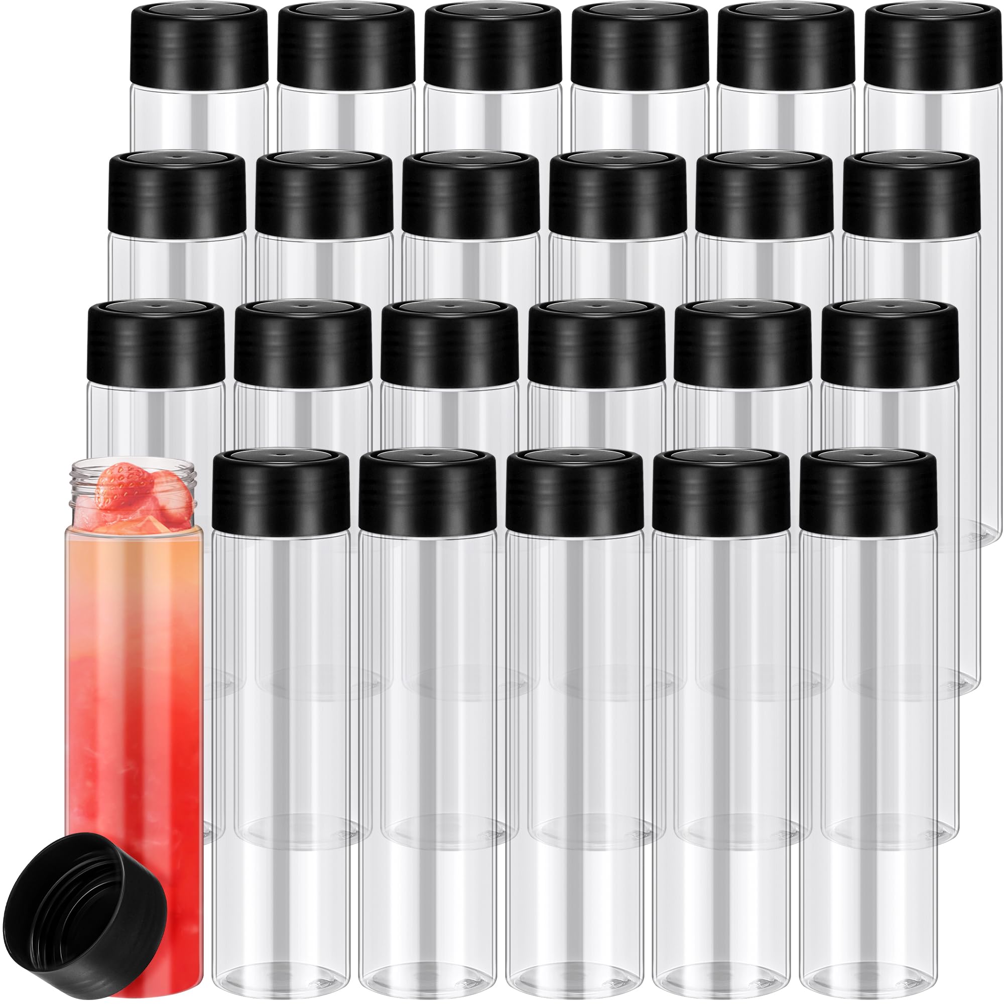Lallisa 24 Pcs 13.5 oz 400 ml Plastic Juice Bottles with Caps juice containers with lids Bulk Water Bottles Empty Clear Drink Co