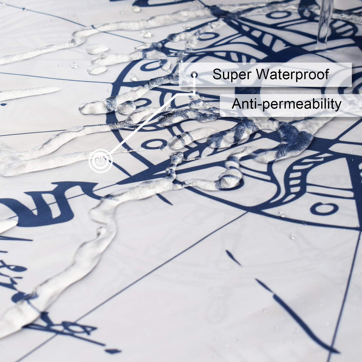 DESIHOM Blue Nautical Octopus Shower Curtain Set  Funny Ocean Kraken Shower Curtains for Bathroom  Beach Coastal Pirate Map Decor Polyester Fabric-72 '' x 72 ''