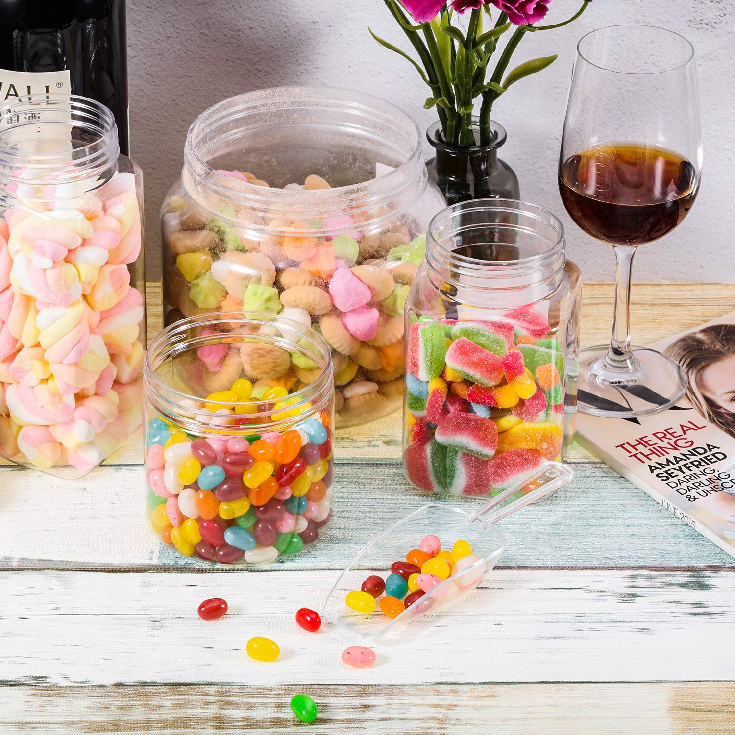 8 Pcs Hestya Multi Purpose Clear Scoops Plastic Candy Scoops For Candy Buffet Ice Scoop Protein Powders, Ice Cream, Coffee, Tea