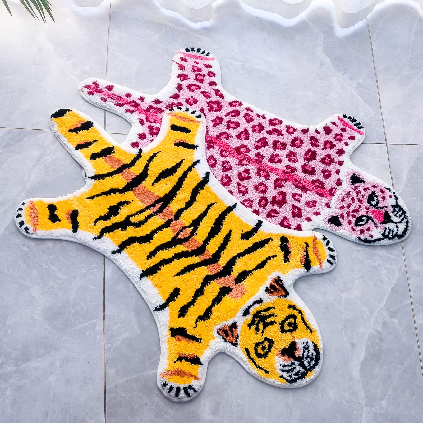 Leopard Print Rug, Pink Leopard Bath Mat For Bathroom Cartoon Cheetah Tiger Door Mat Non Slip Animals Printed Area Rug Absorbent
