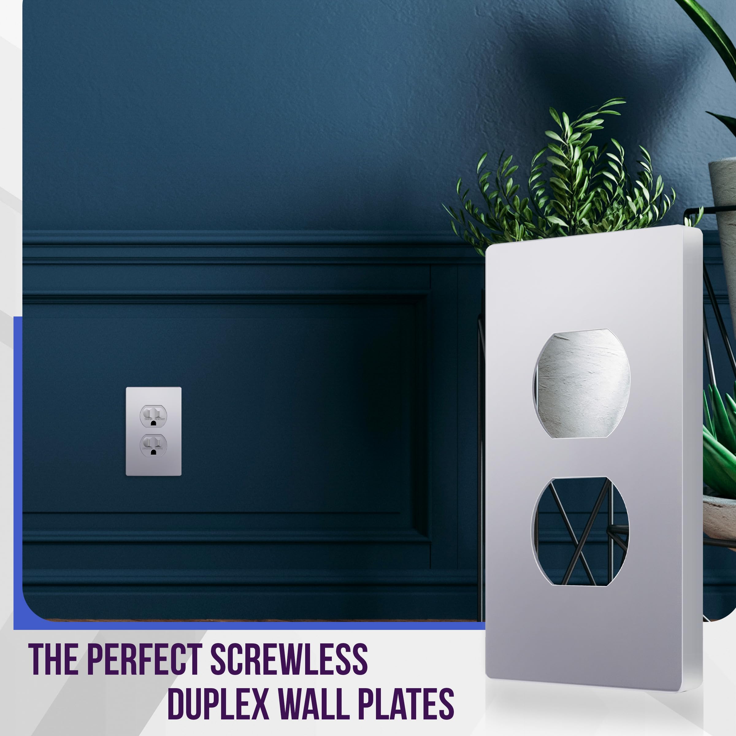 Enerlites Elite Series Duplex Outlet Receptacle Cover, Screwless Wall Plate, Standard Size, 1-Gang 468 X 293, Unbreakable Polyca