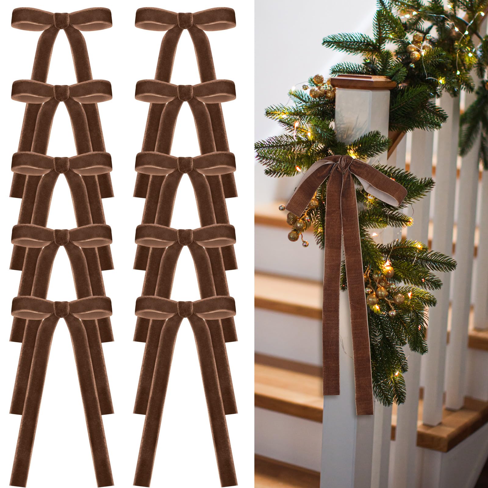 Glitinsel 24 Pcs Velvet Bows Christmas Tree Ornaments Vintage Velvet Ribbon Bows for Tree Garland Wreath Indoor Xmas Decorations