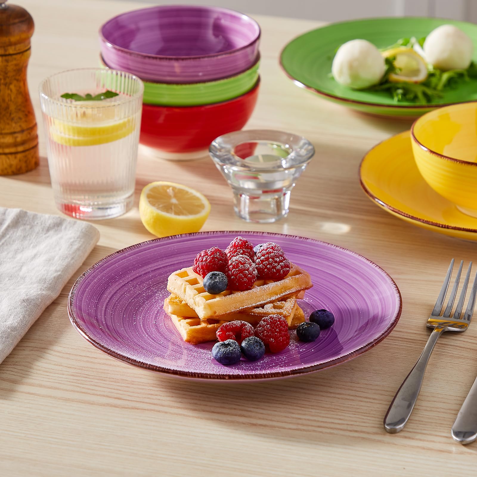 Vancasso Bonita Salad Plates, 8.5 Inch Colorful Small Dinner Plates Set, Ceramic Dessert Plate Serving Dishes Set Of 6, Microwav