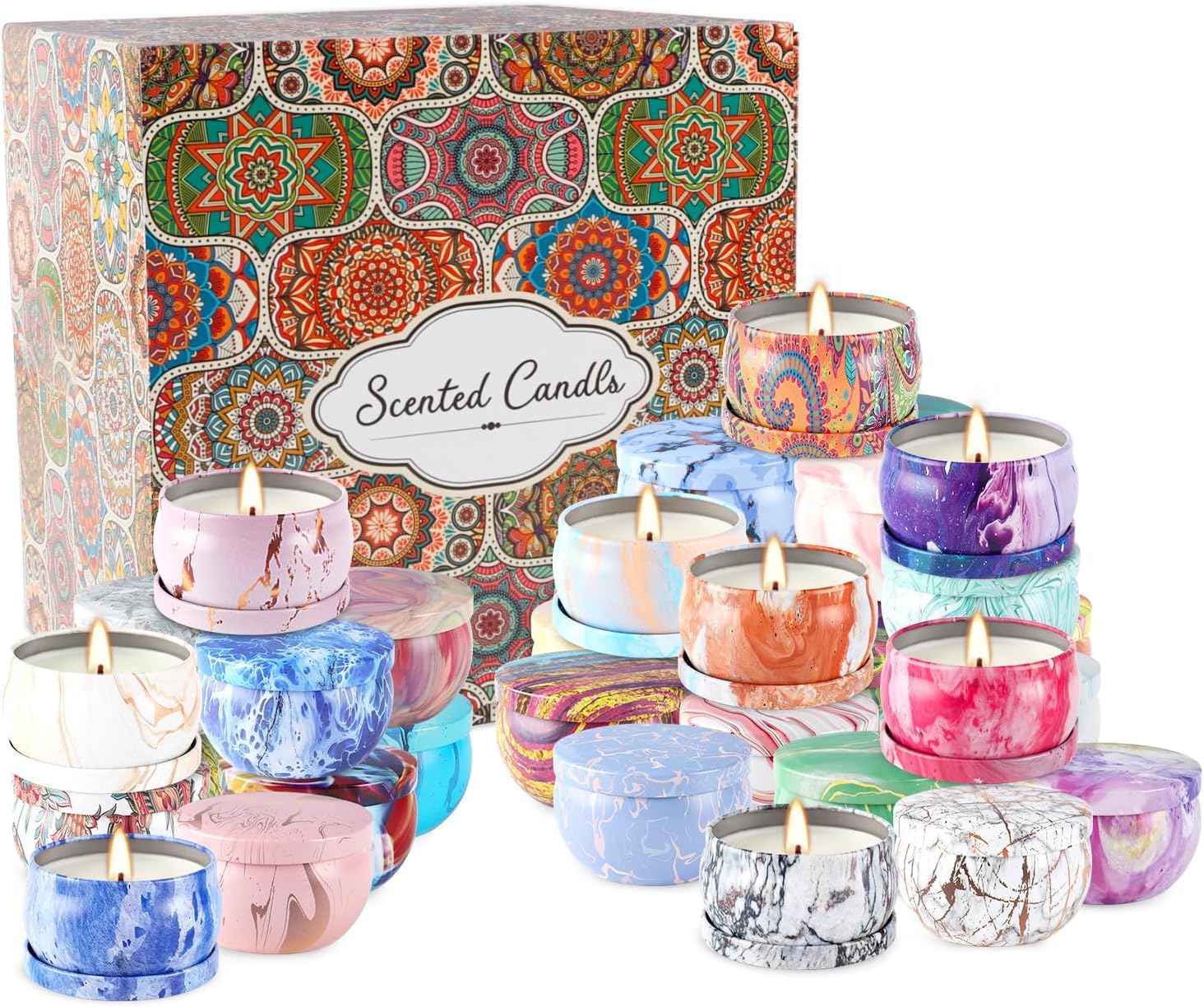36 Packs Scented Candles Gift Set, Fragrances Candle for Women, 2.5 OZ Portable Jar Candle for for Spa, Yoga, Bath, Aromatherapy