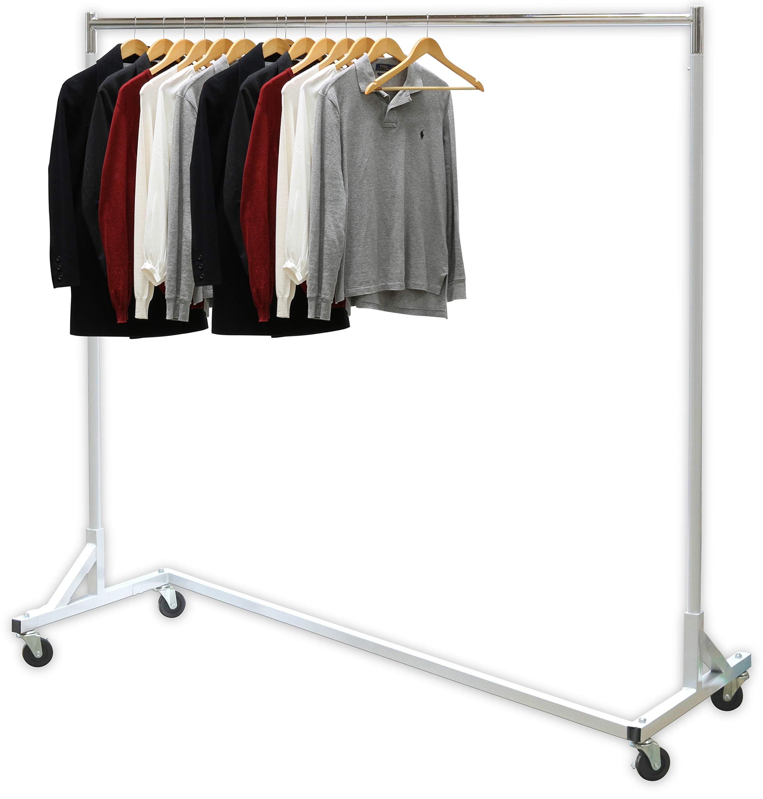 Simple Houseware Industrial Grade Z-Base Garment Rack, 400Lb Load With 62In Extra Long Bar