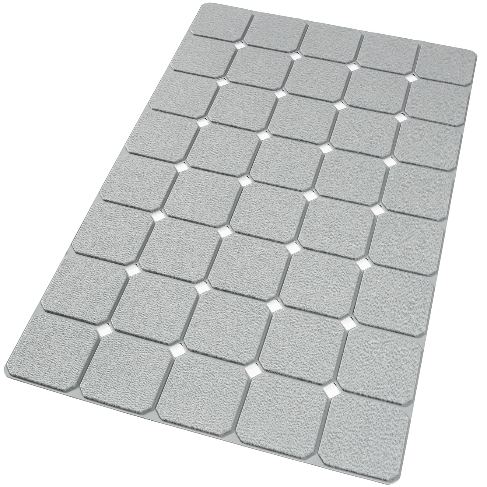 Kinbear Bath Mat For Textured Tub: Silicone Bathtub Mat Foldable Shower Mat Non Slip Tub Mat No Suction Cups 28 X 17.7Inch - Gre