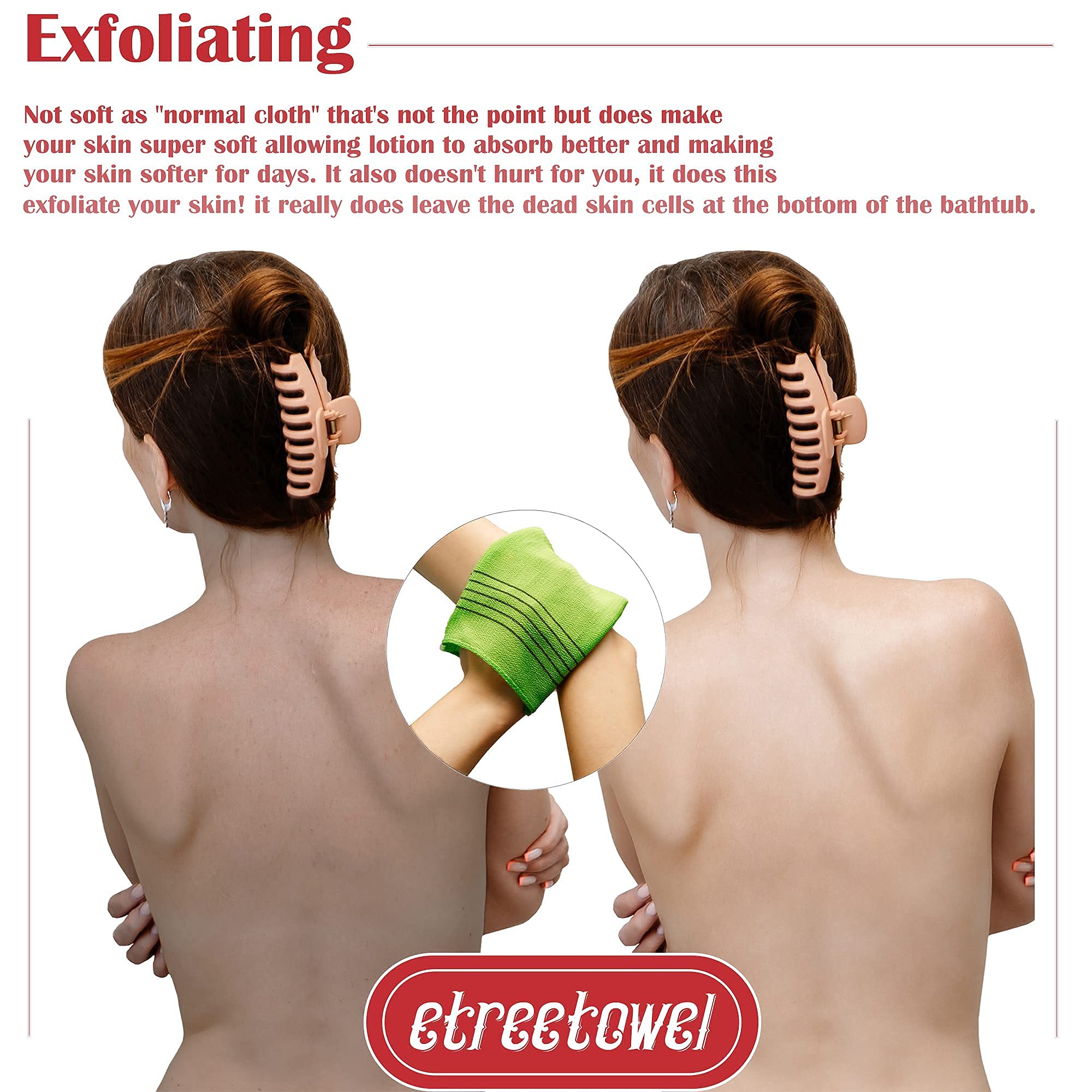 Etreetowel Anti-Shrink Korean Asian Exfoliating Bath Washcloths Mitt Scrub For Body Washcloth Glove Premium Viscose Rayon Towel