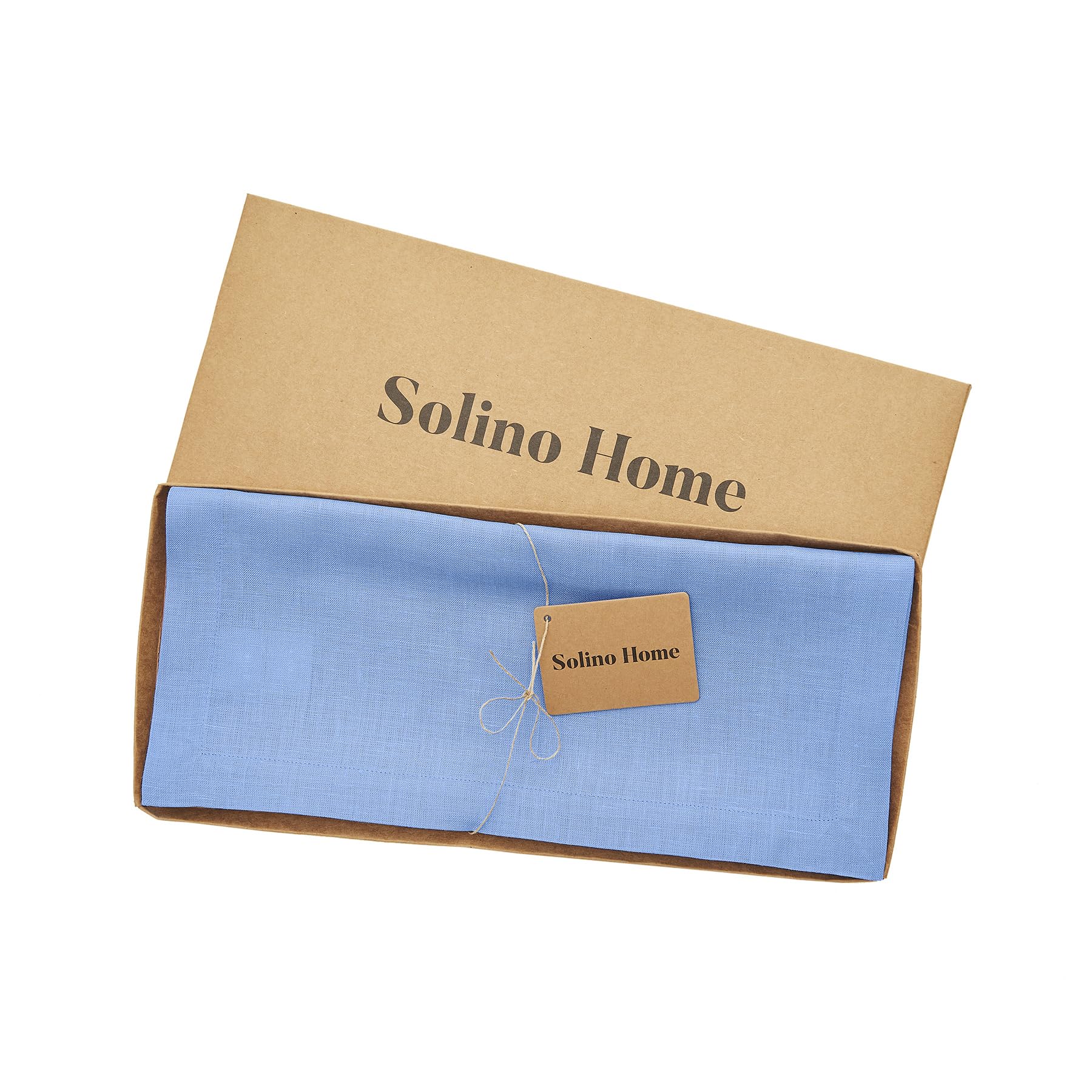 Solino Home Linen Table Runner 90 Inches Long - 100% Pure Linen Provence Blue Table Runner 14 X 90 Inch - Machine Washable Dinin