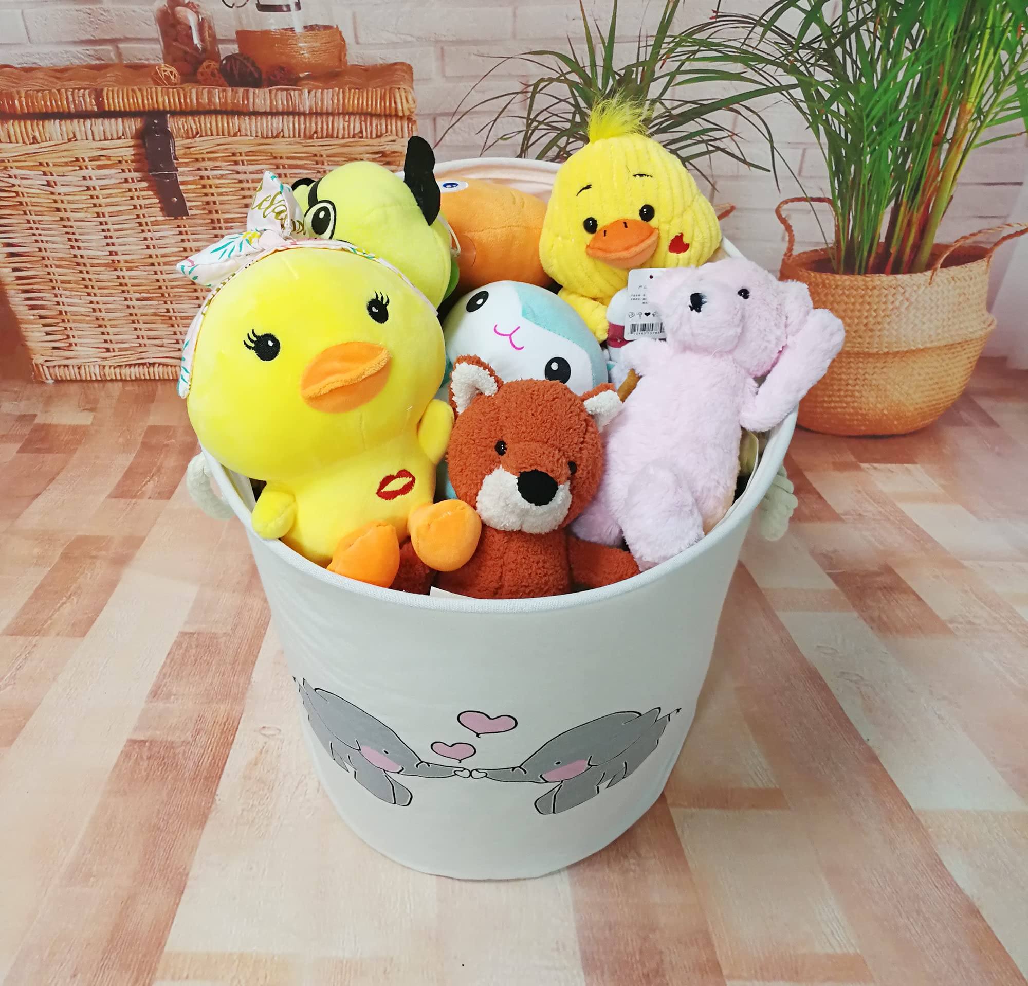 Vaivusto Round Baby Laundry Basket,Kids Storage Basket, Nursery Hamper,Dirty Clothes Basket,Toy Storage Bin,Laundry Hamper With