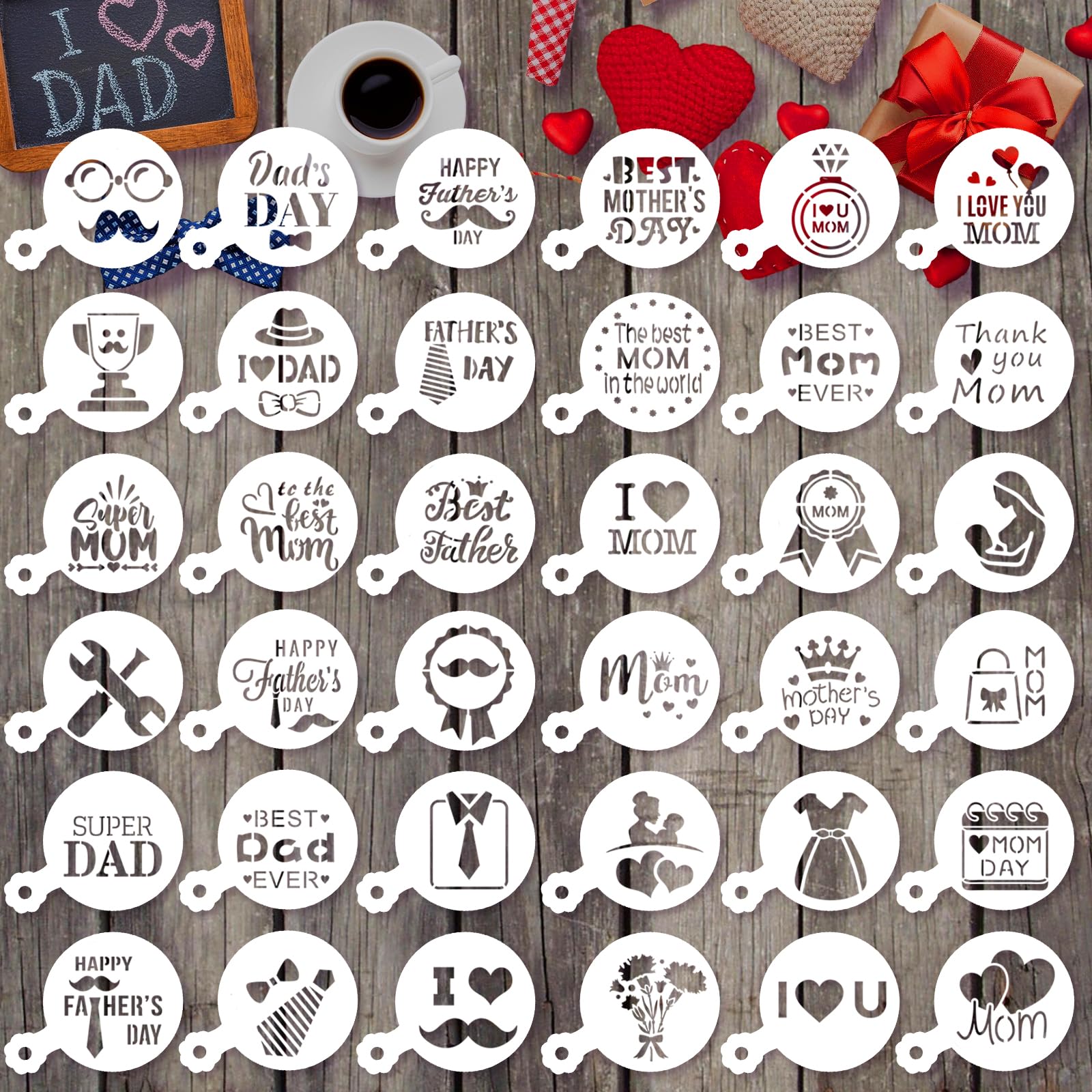 JULBEAR 36 Pieces Reusable Cookie Cake Stencils, Templates Mold Tools for Christmas Halloween Thanksgiving Cookies Baking Painti