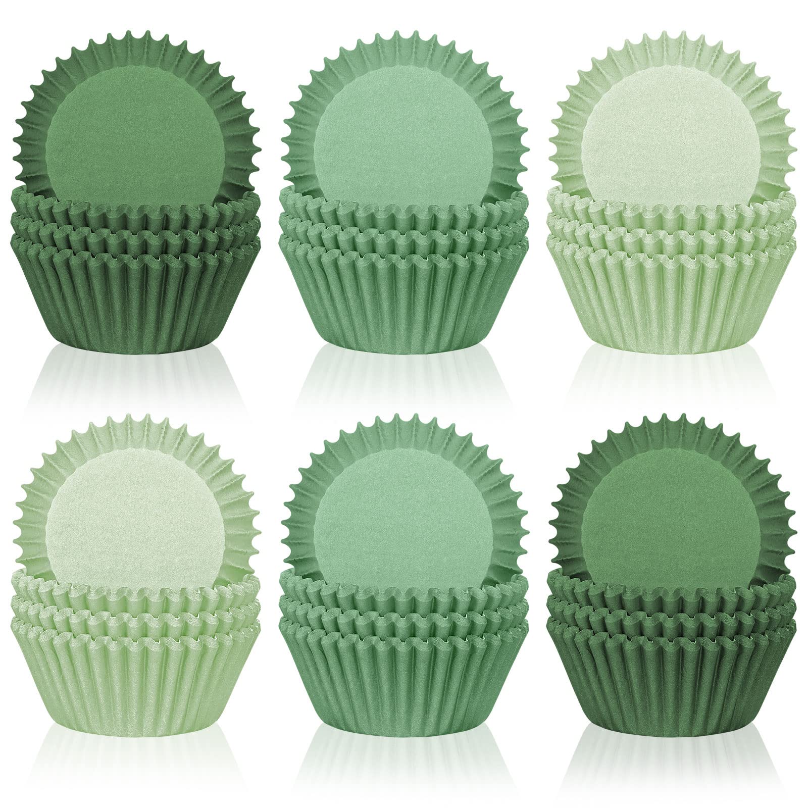 Whaline 600Pcs Green Cupcake Liners Dark Green Sage Green Light Green Baking Cups Gradient Green Wedding Cupcake Wrappers For Ba