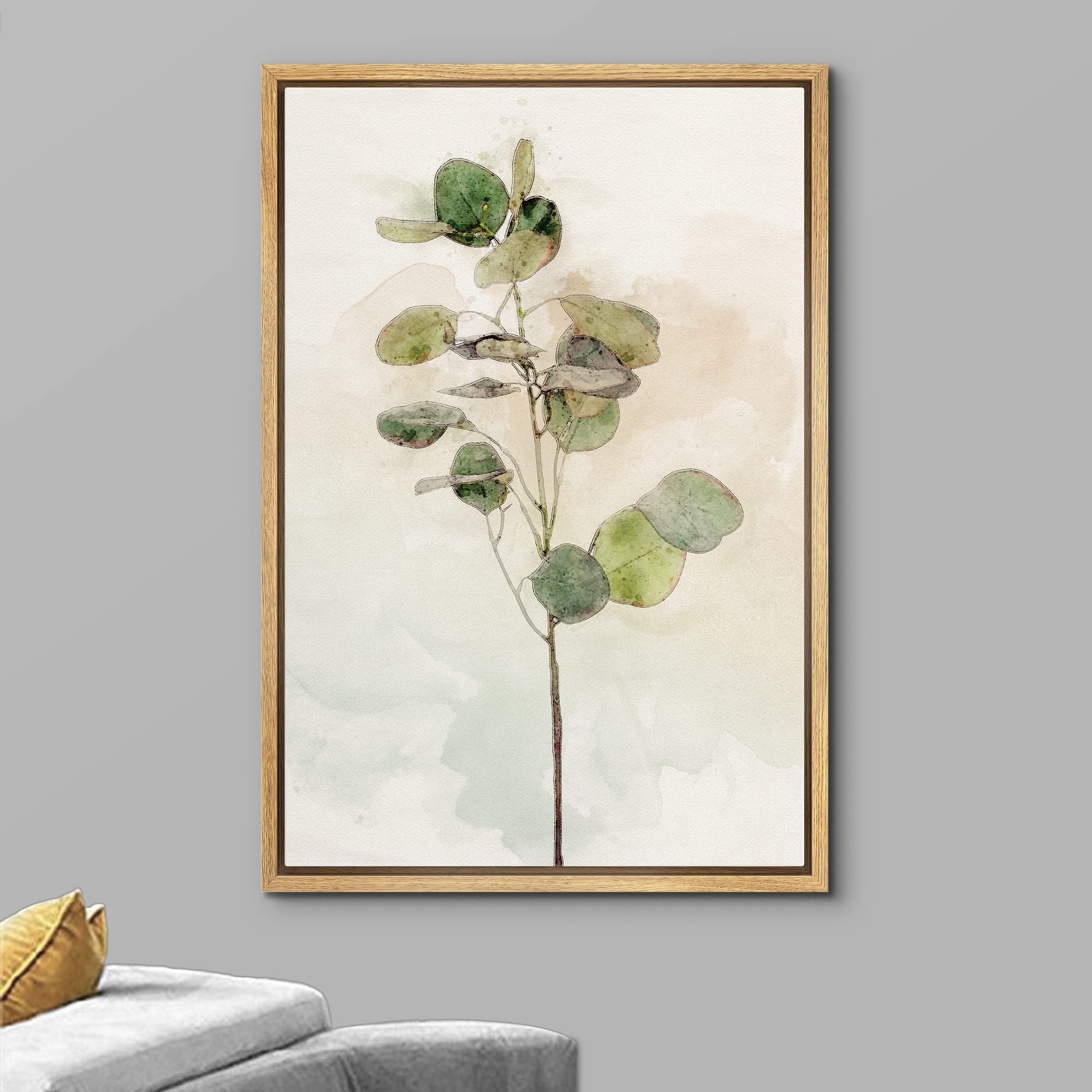 Wall26 Framed Canvas Print Wall Art Pastel Watercolor Light & Dark Forest Plant Floral Botanical Illustrations Modern Art Rustic