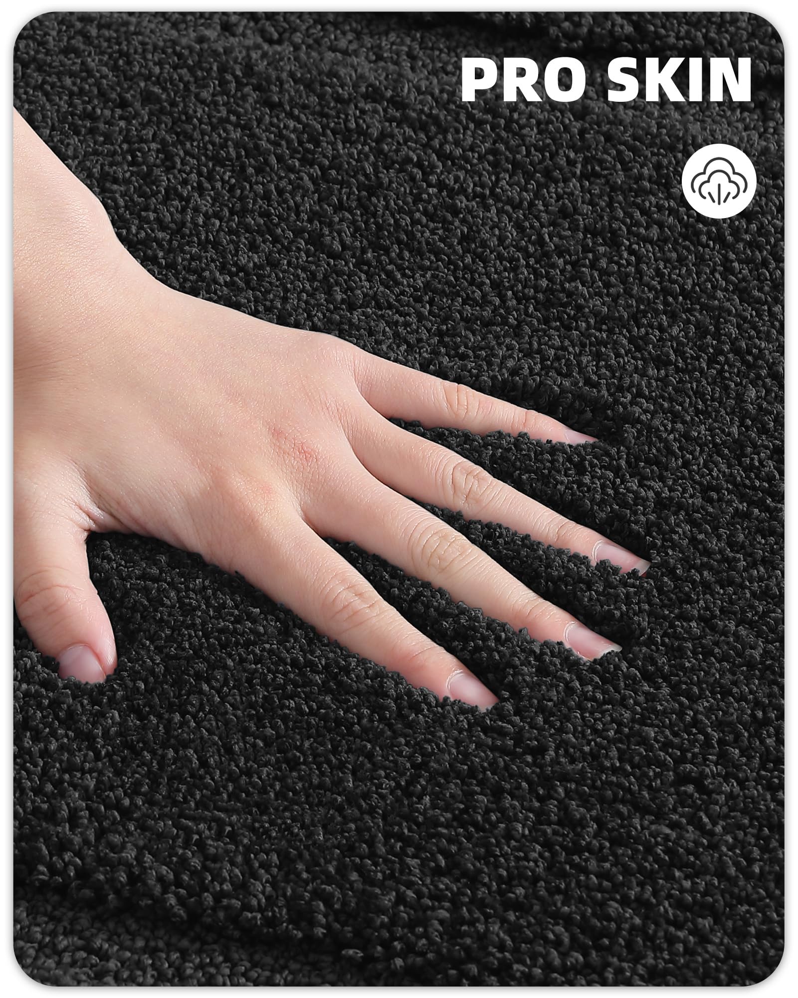 Color&Geometry Black Bathroom Rugs, Non Slip, Absorbent, Soft, Washable, Thick Bath Mat, 20''X32'' Small Bath Rug Bath Mats For