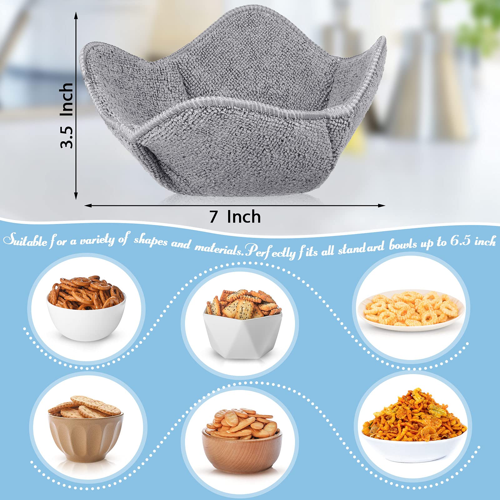 8 Pieces Bowl Holders Microwave Safe Bowl Pot Holder For Hot Soup, Food, Meals (Assorted Color)