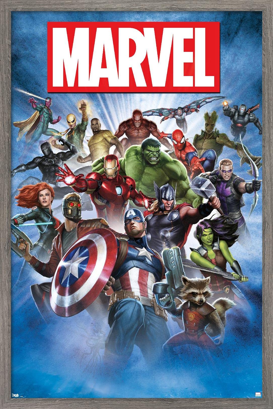 Trends International Marvel Comics - Group Shot Wall Poster, 14.725'' X 22.375'', Barnwood Framed Version