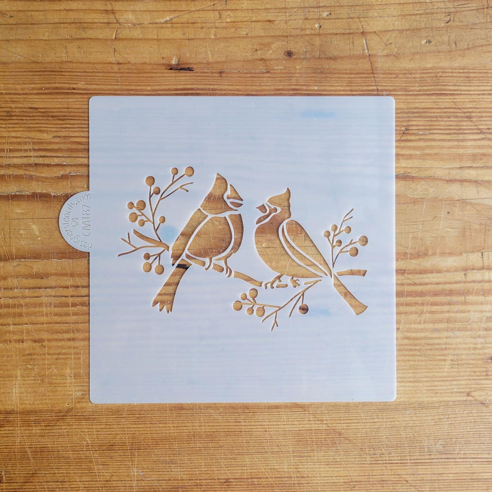 Cardinals On Branch Cookie And Craft Stencil | Bird Painting Stencil | Bird Tree Branches Stencil | Bird Painting Templates For