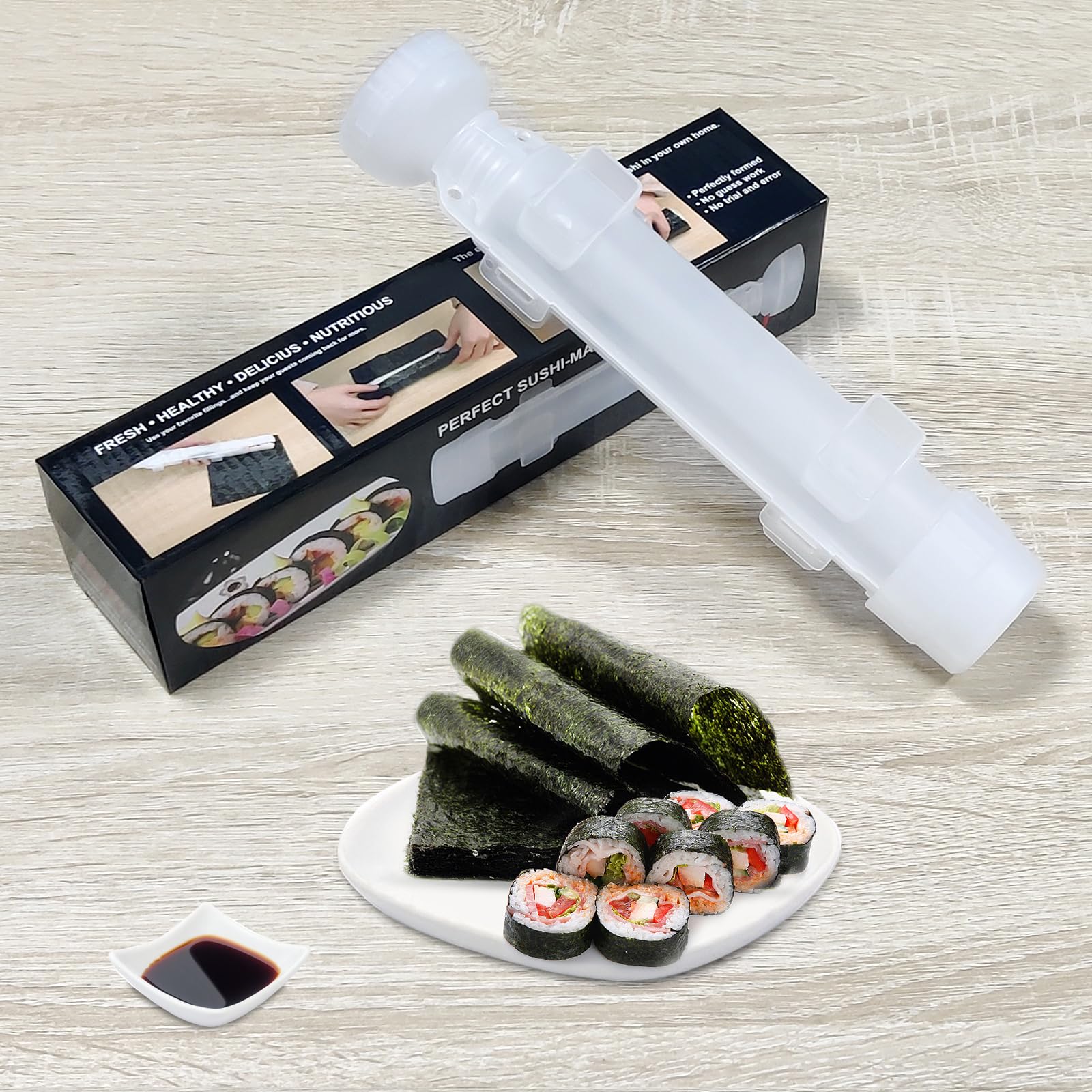 Aishn Sushi Roller 11.8 Inches Sushi Bazooka Sushi Maker Chef Tool Rice Roller Durable Camp Chef Rice Maker Machine Mold-For Eas